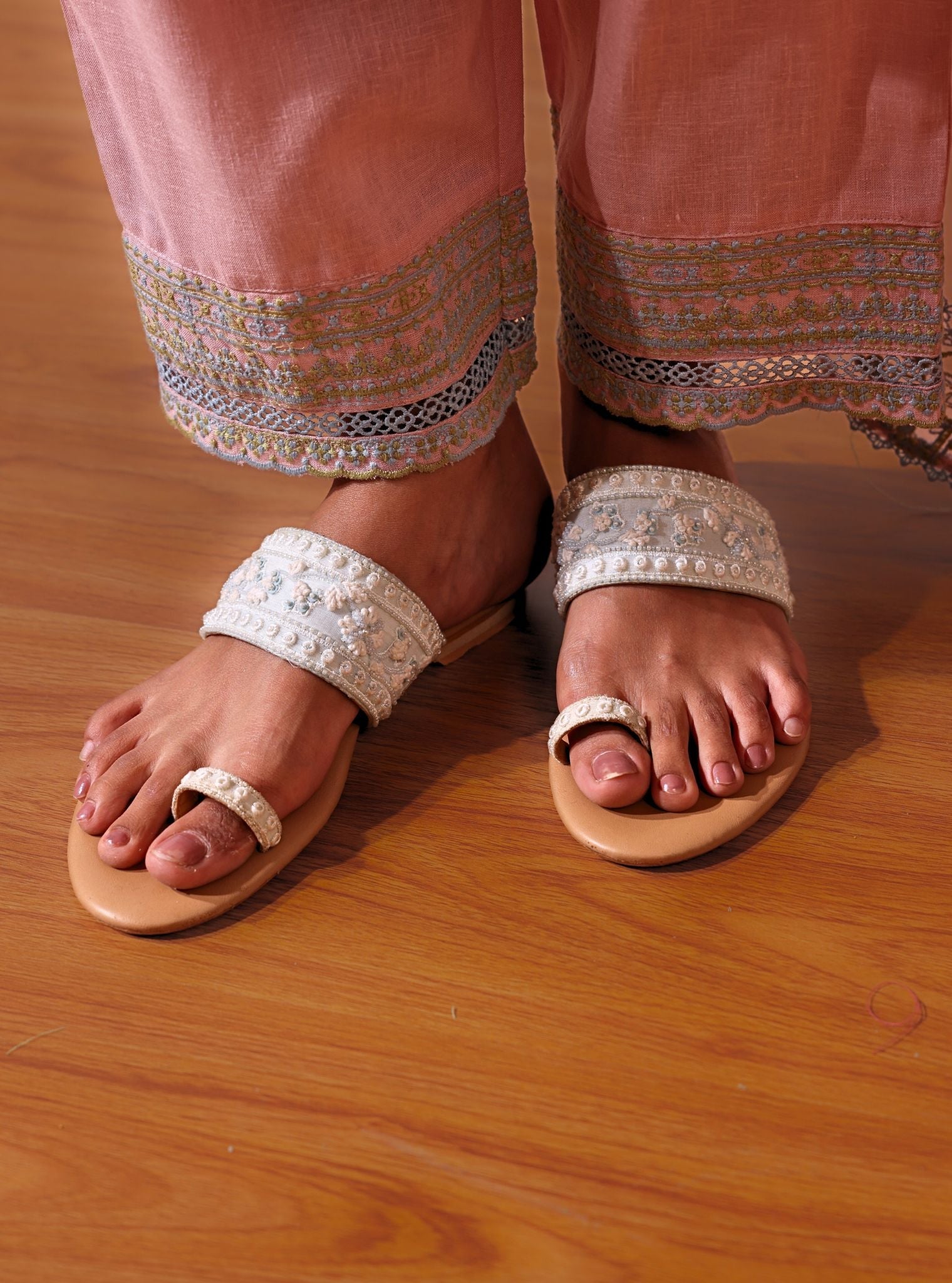 Uroob Sky Blue Vegan Kohlapuri Flats