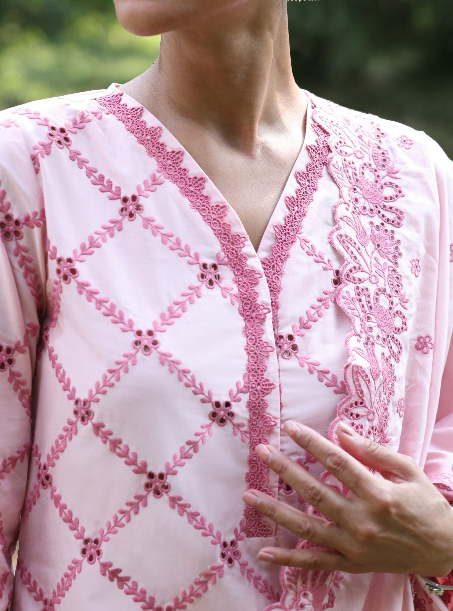 Eesvari Supima Cotton Light Pink Kurta Set