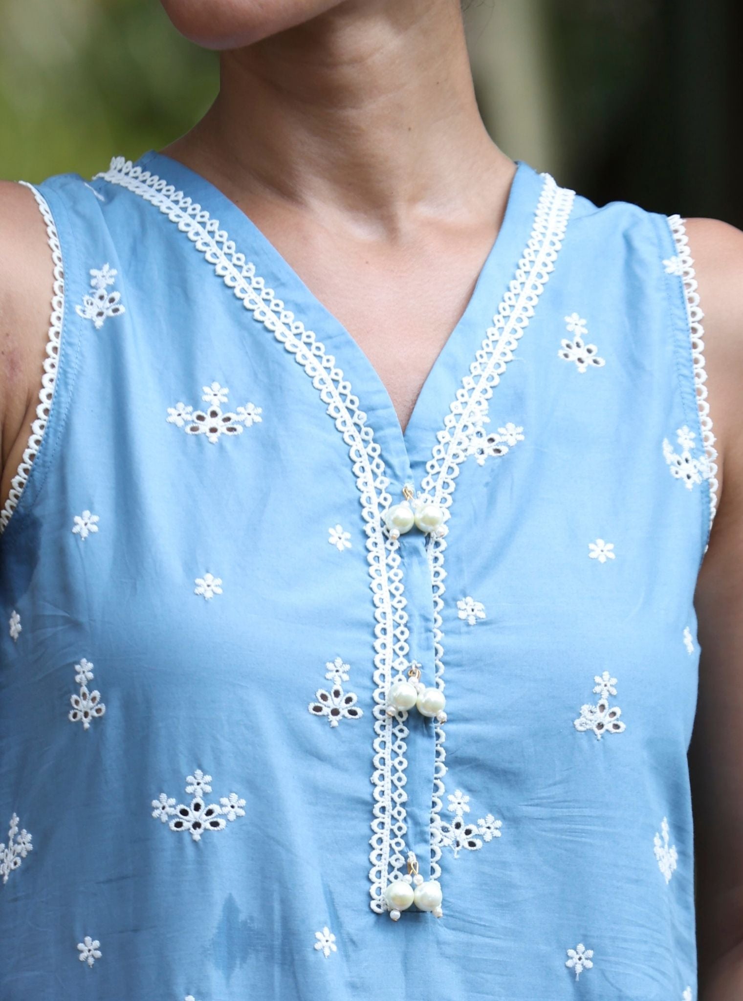 Kora Supima Cotton Blue Kurta Set