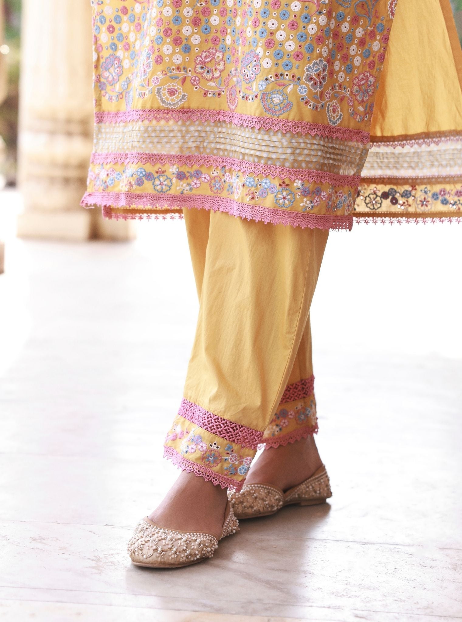 Avarni Supima Cotton Mustard Kurta Set