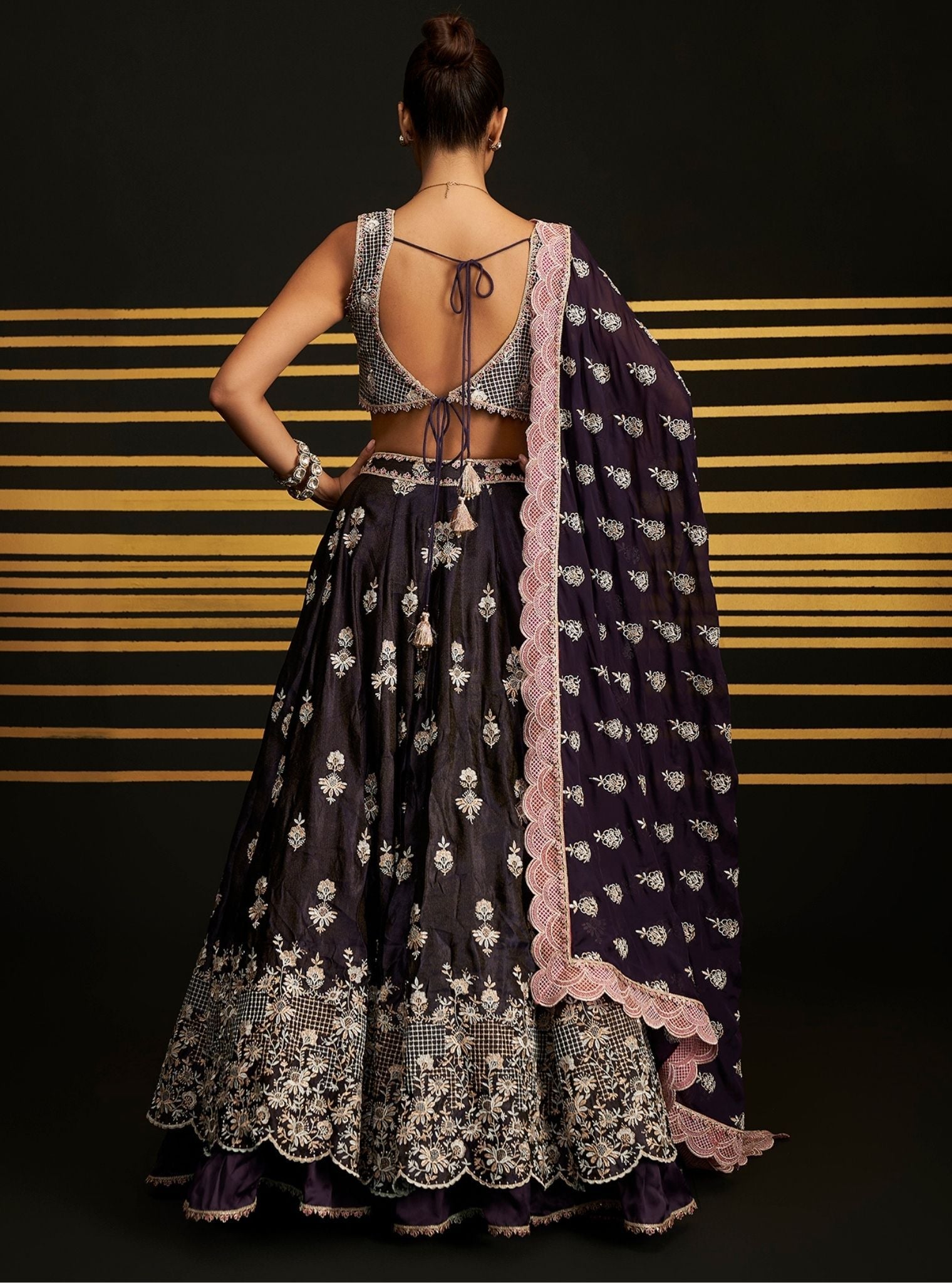 Sathi Luxe Tissue Purple Lehenga