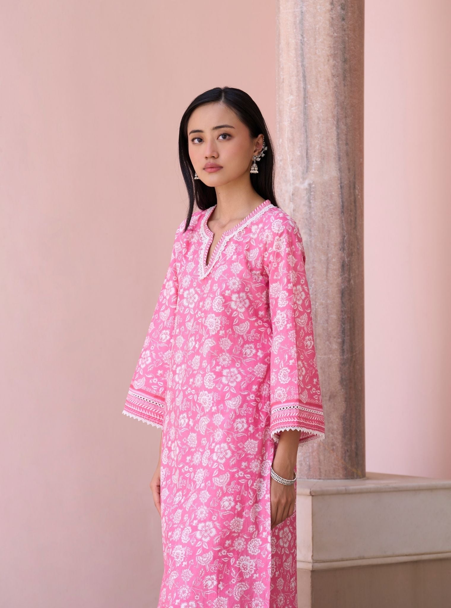 Rosabelle Rani Pink Mulmul Cotton Kurta Set