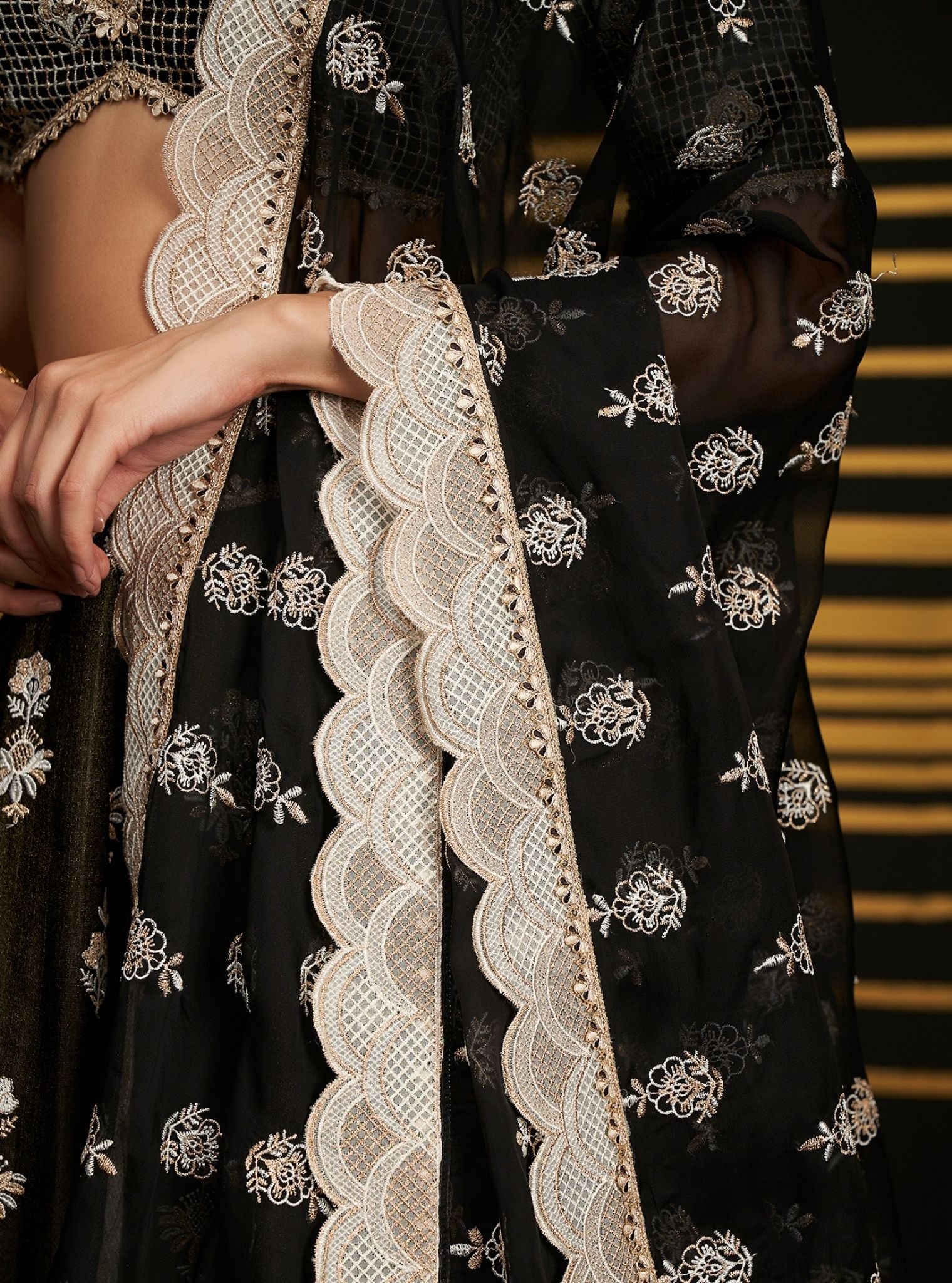 Sathi Luxe Tissue Black Lehenga