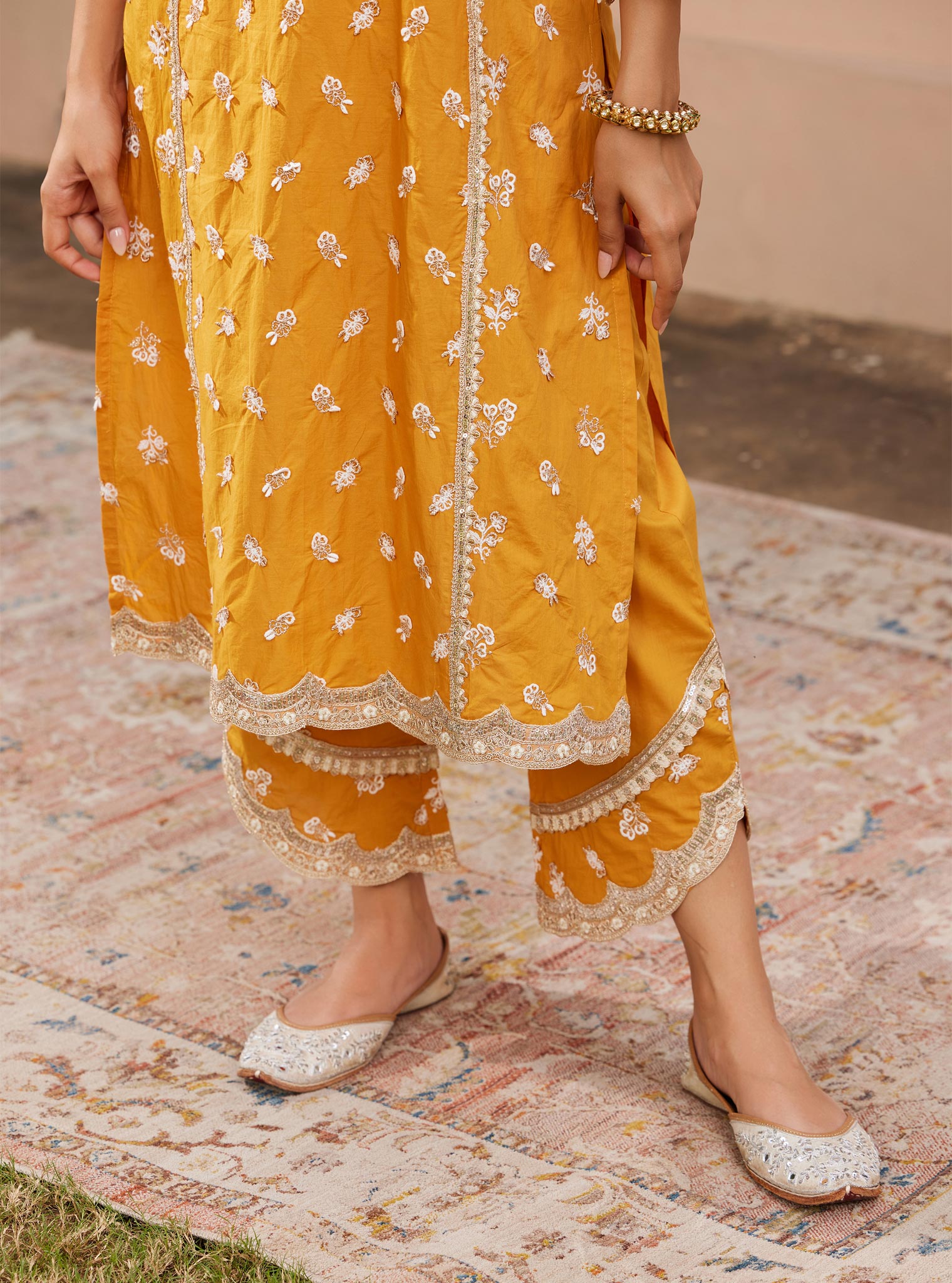 Mulmul Supima Cotton Adah Orange Pant