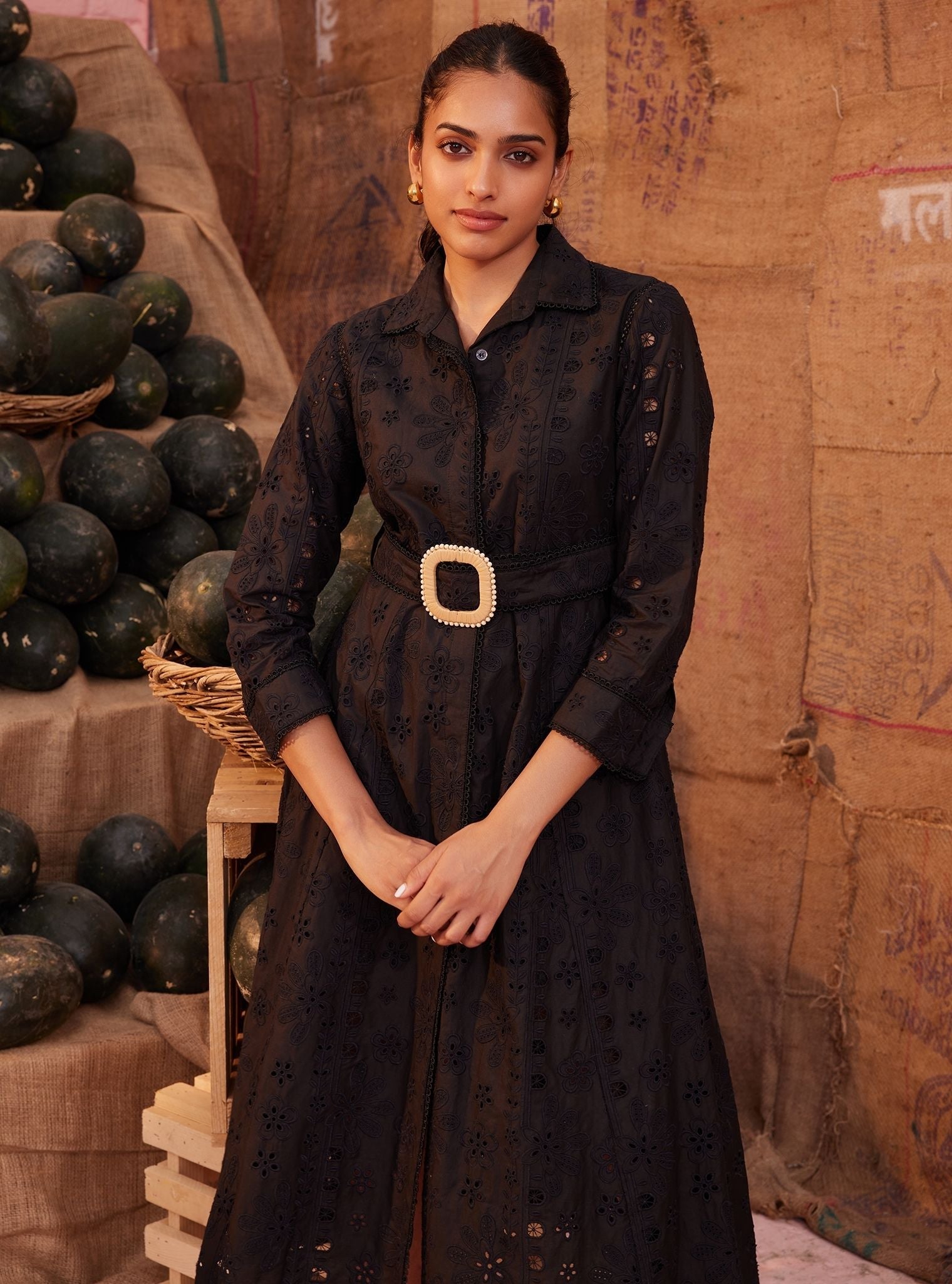 Luca Cotton Black Long Dress