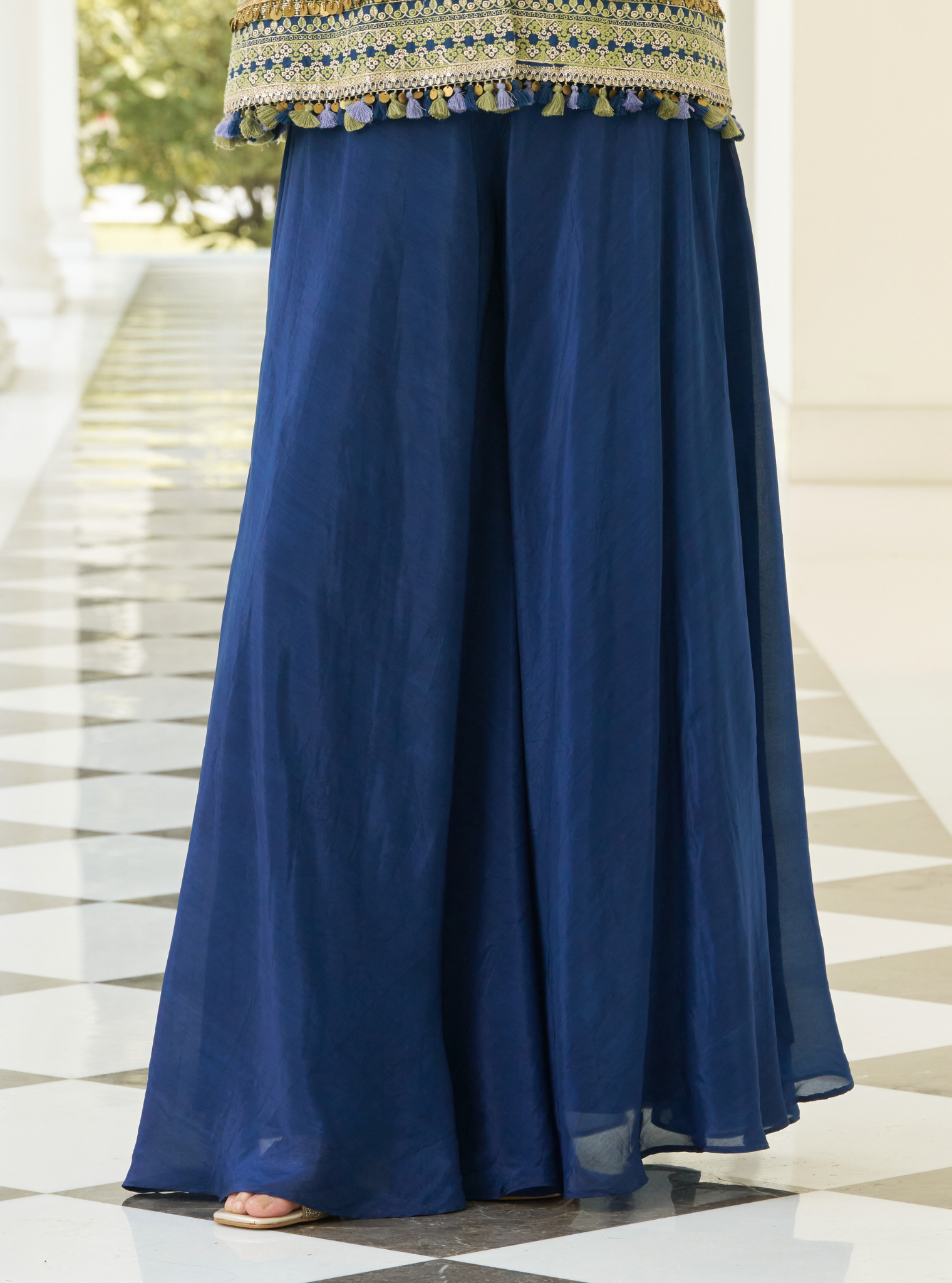 Paakhi Pima Satin Navy Jacket With Sharara