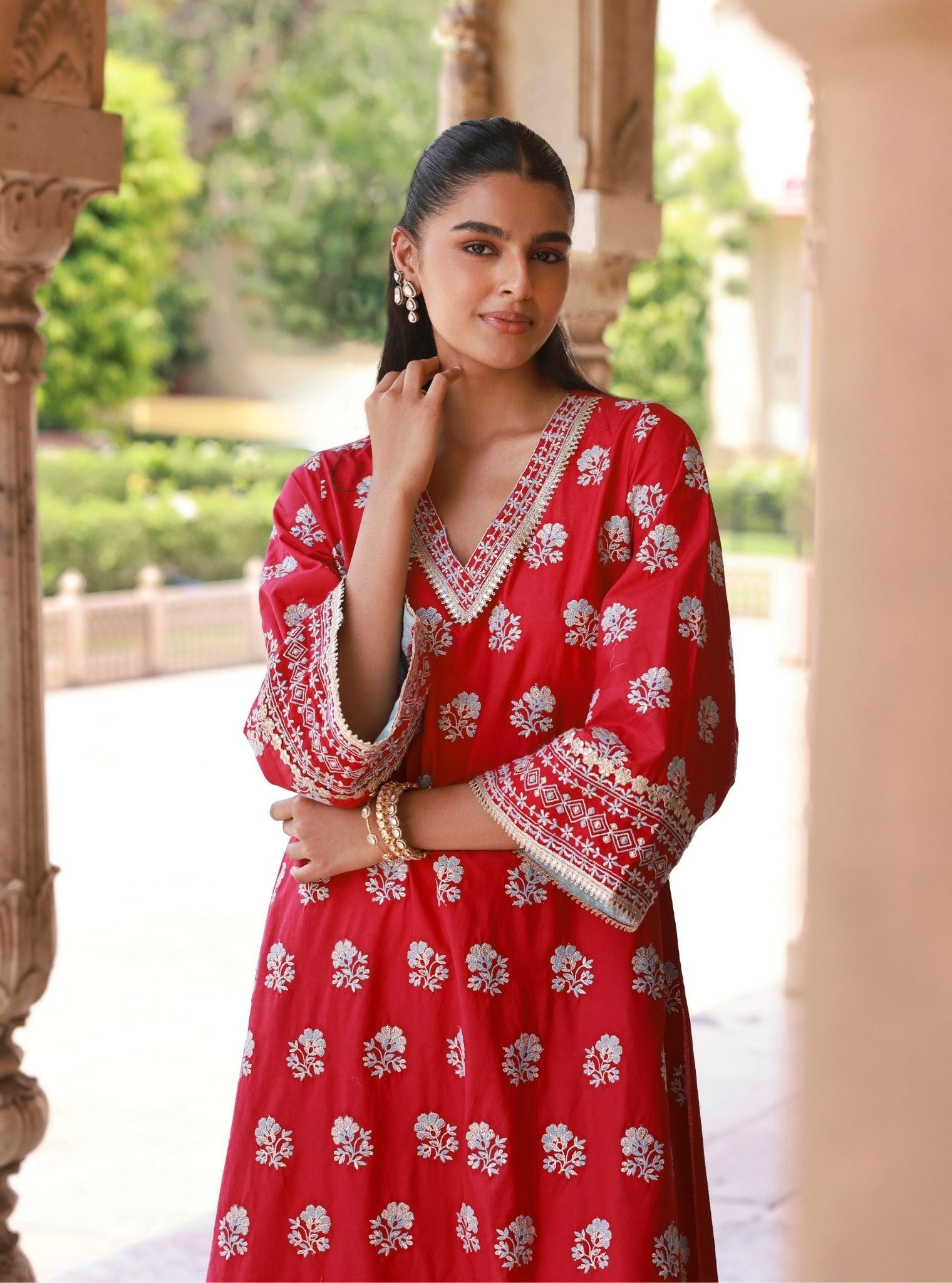 Yalika Supima Cotton Fuschia Kurta Set