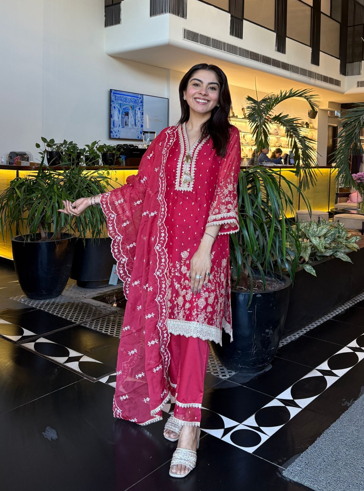Gajra Organza Red Kurta Set