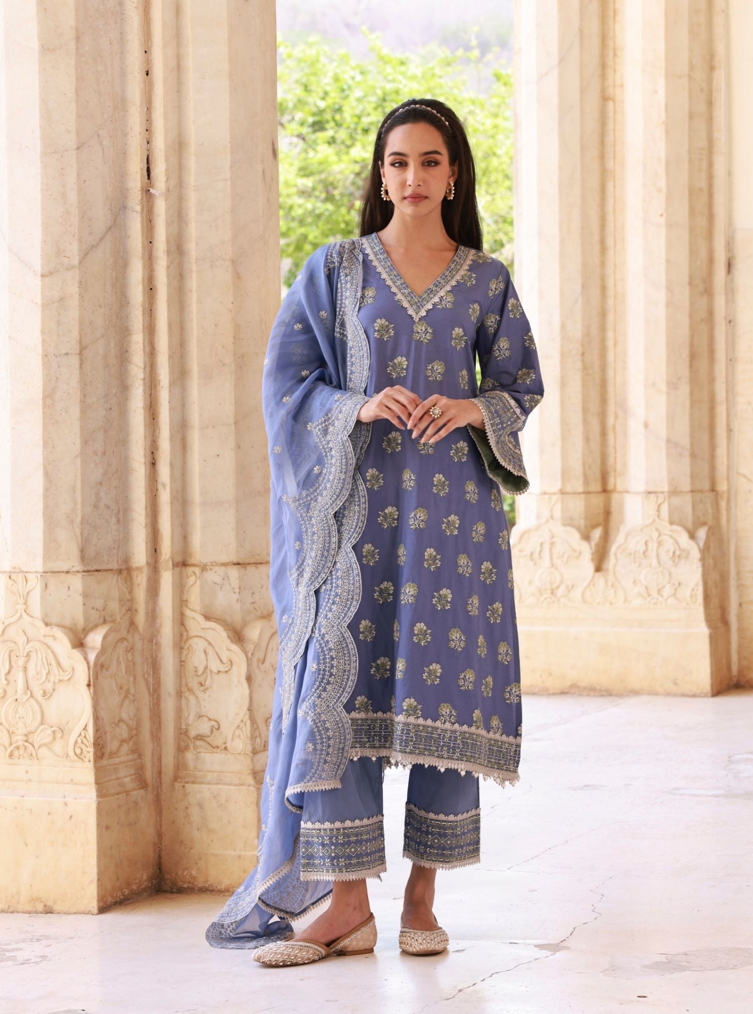 Yalika Supima Cotton Blue Kurta Set