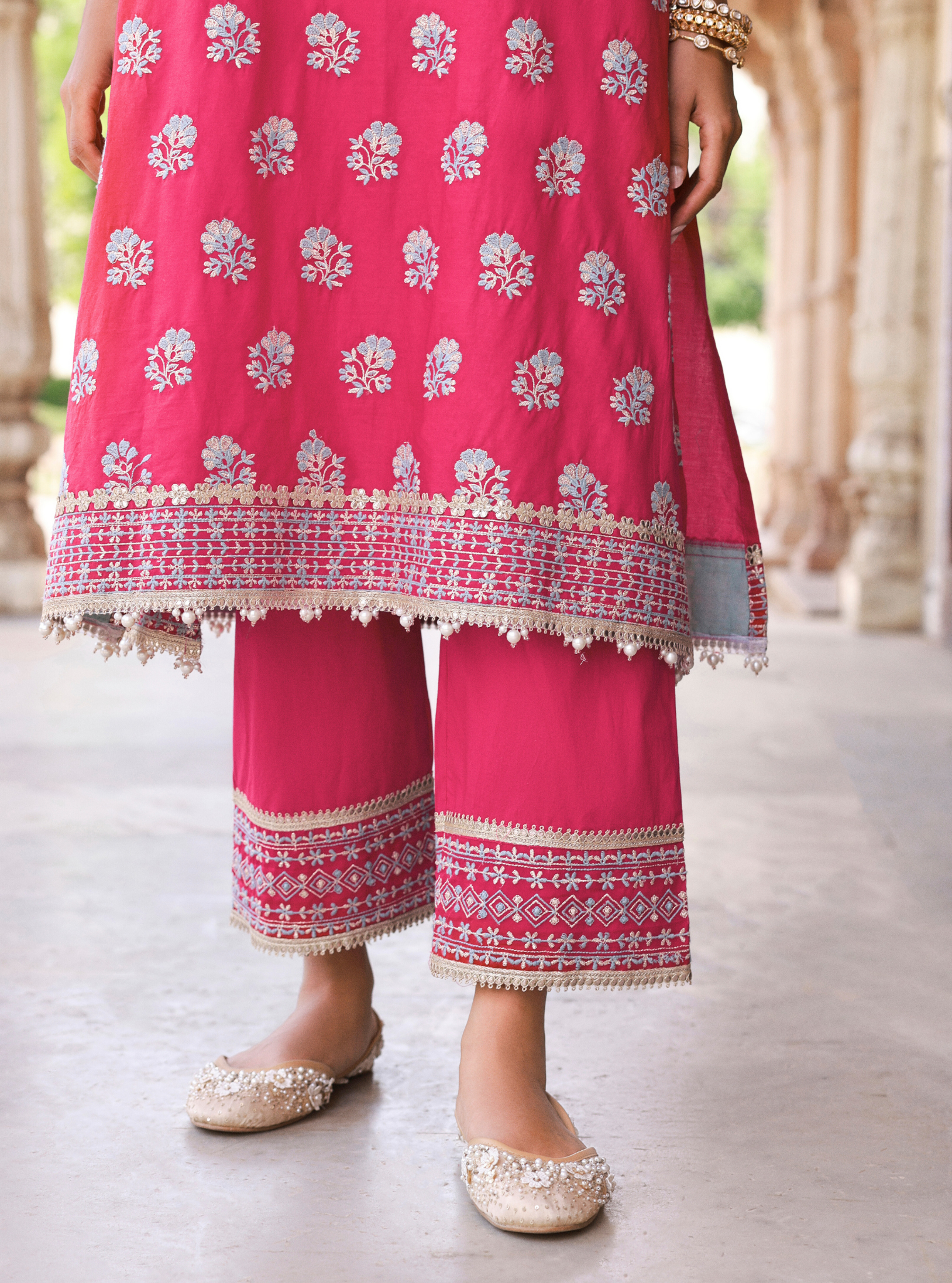 Yalika Supima Cotton Fuschia Kurta Set