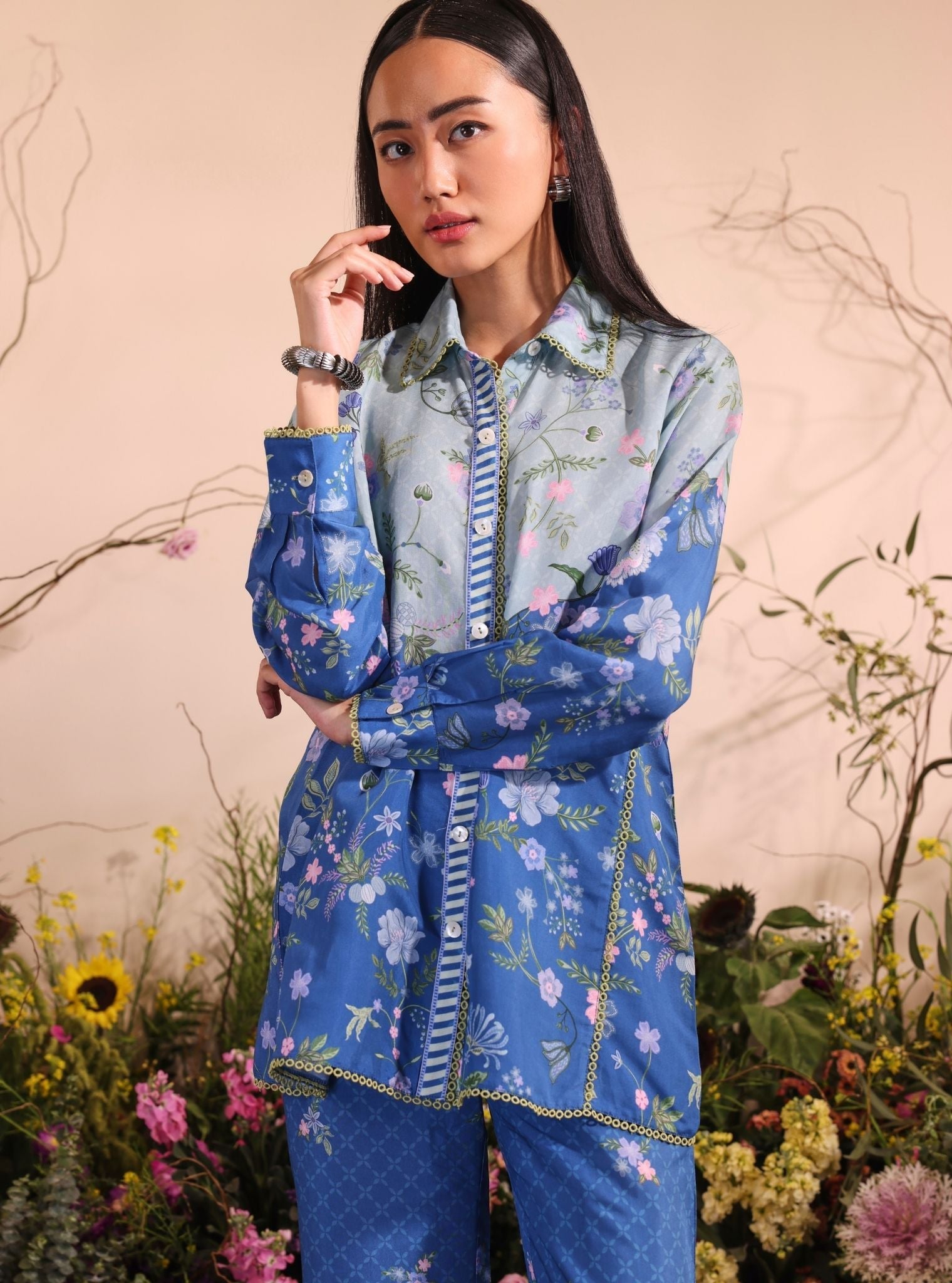 Oona Lawn Printed Navy Co-ord Set