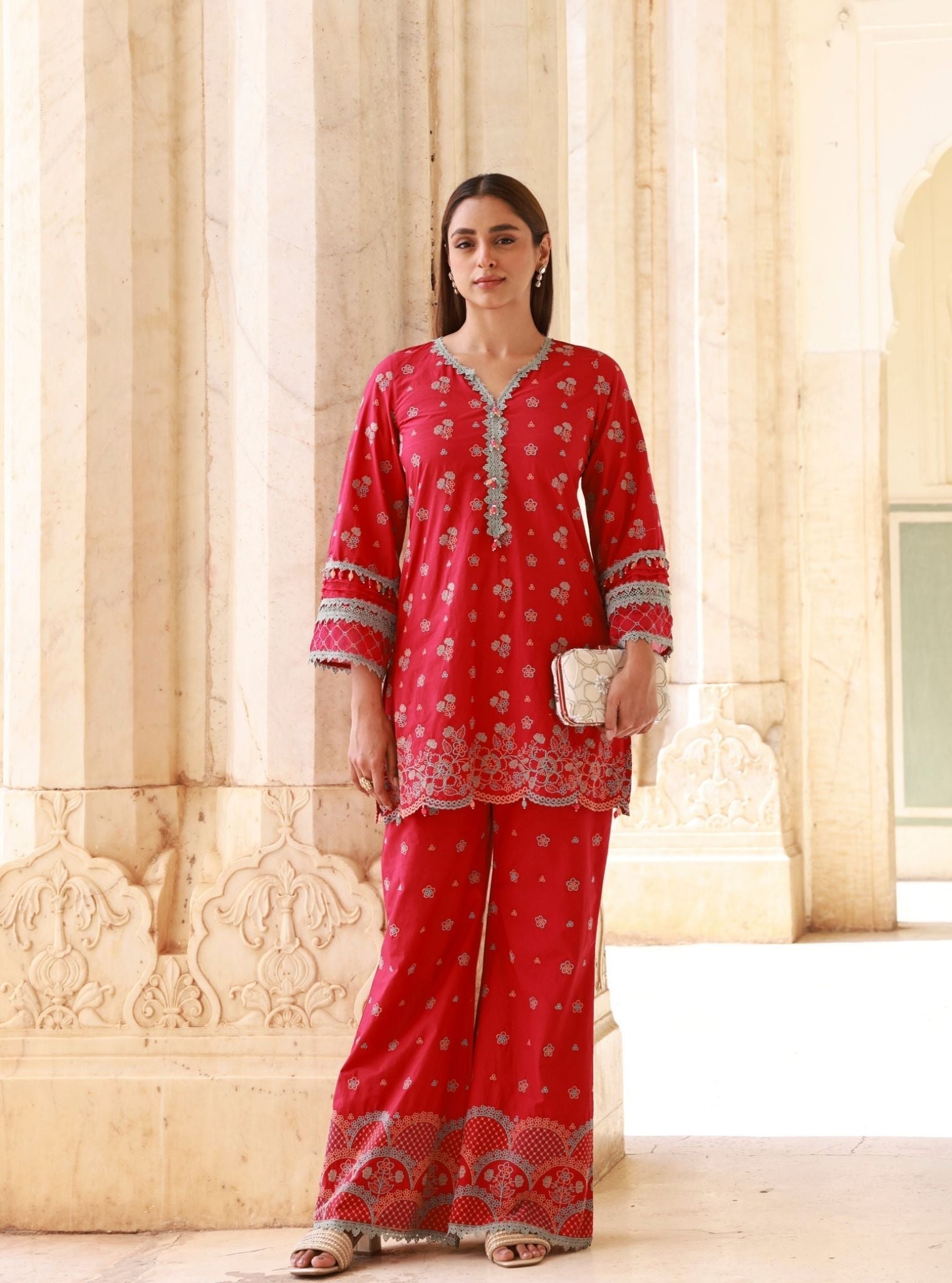 Kaveera Supima Cotton Fuschia Kurta Set