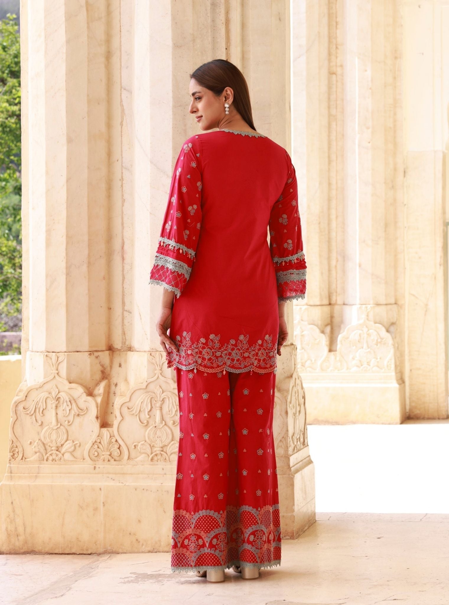 Kaveera Supima Cotton Fuschia Kurta Set