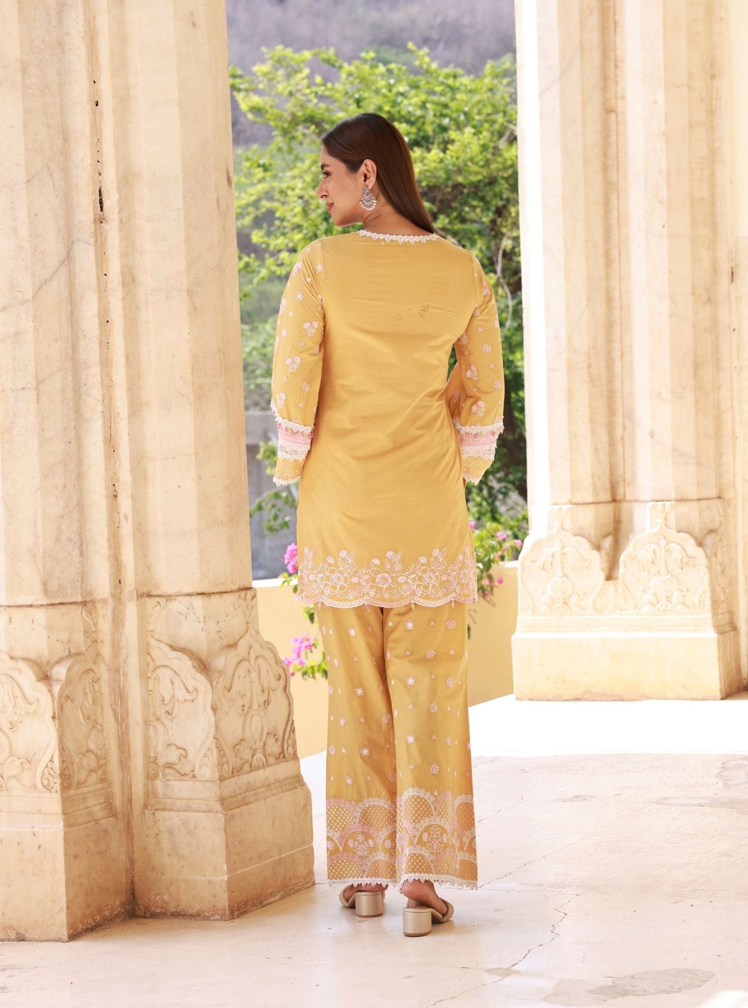 Kaveera Supima Cotton Mustard Kurta Set