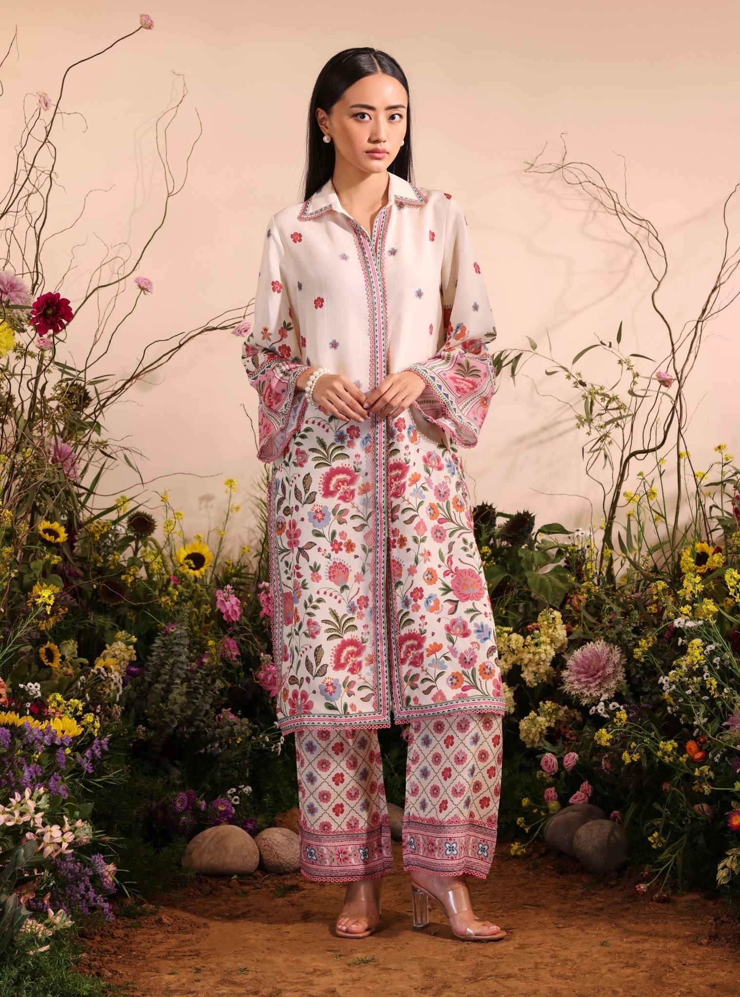 Cormac Lawn Printed White Co-ord Set