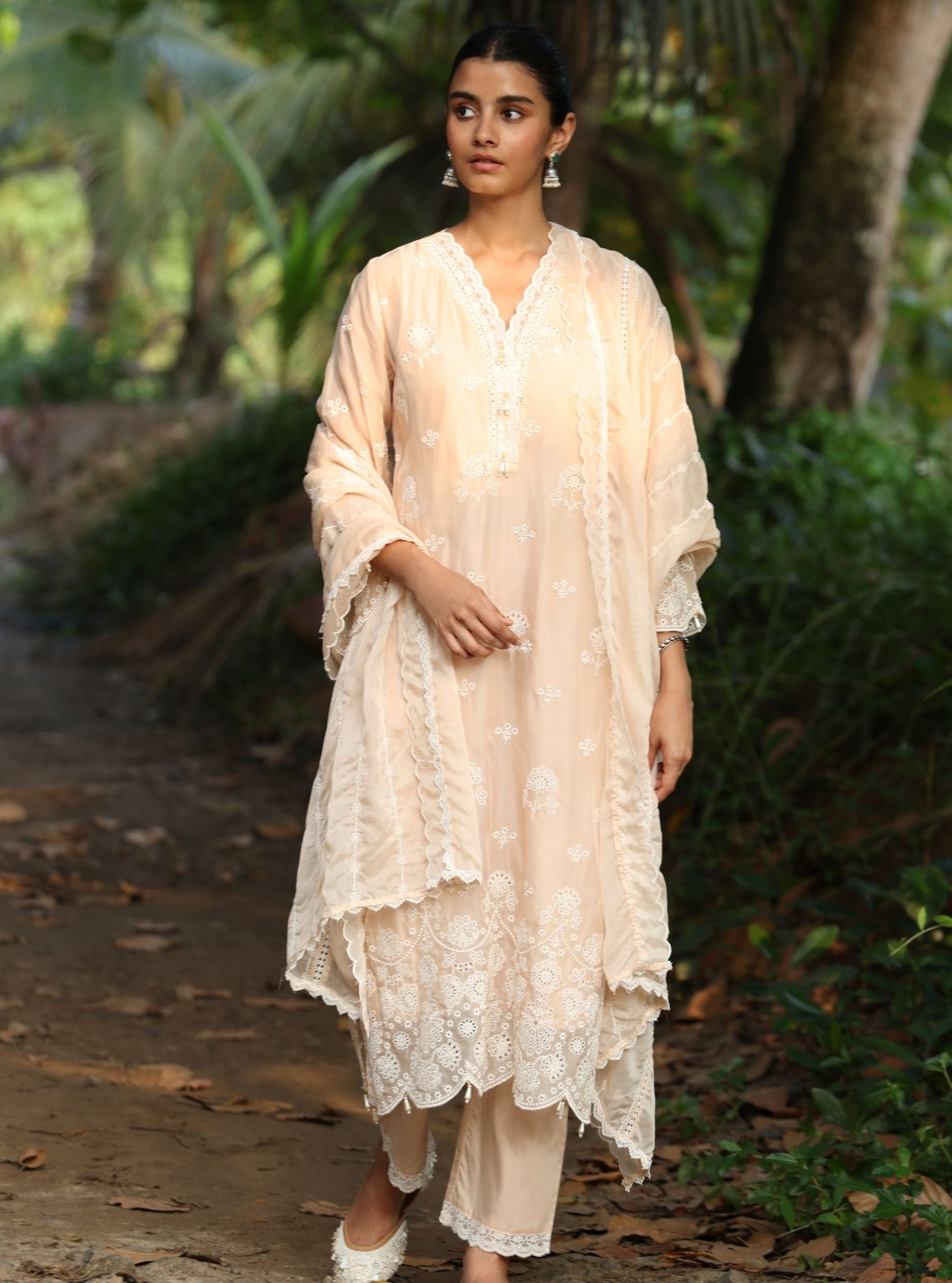 Kiyan Organza Beige Kurta Set