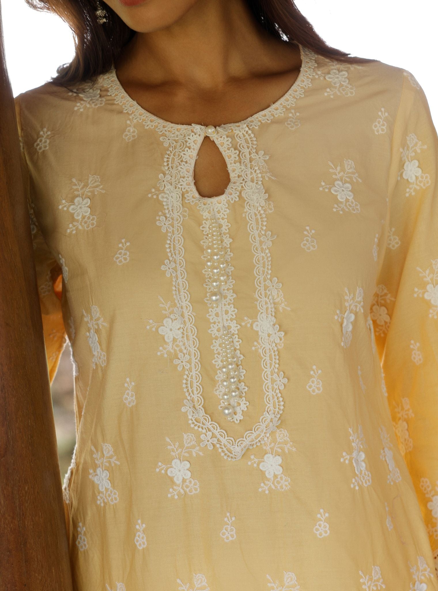 Zehen Ombre Supima Cotton Yellow Kurta Set