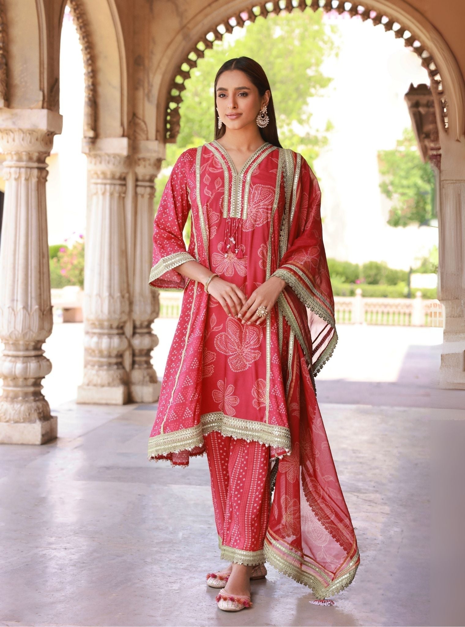 Vrishti Organza Fuschia Kurta Set