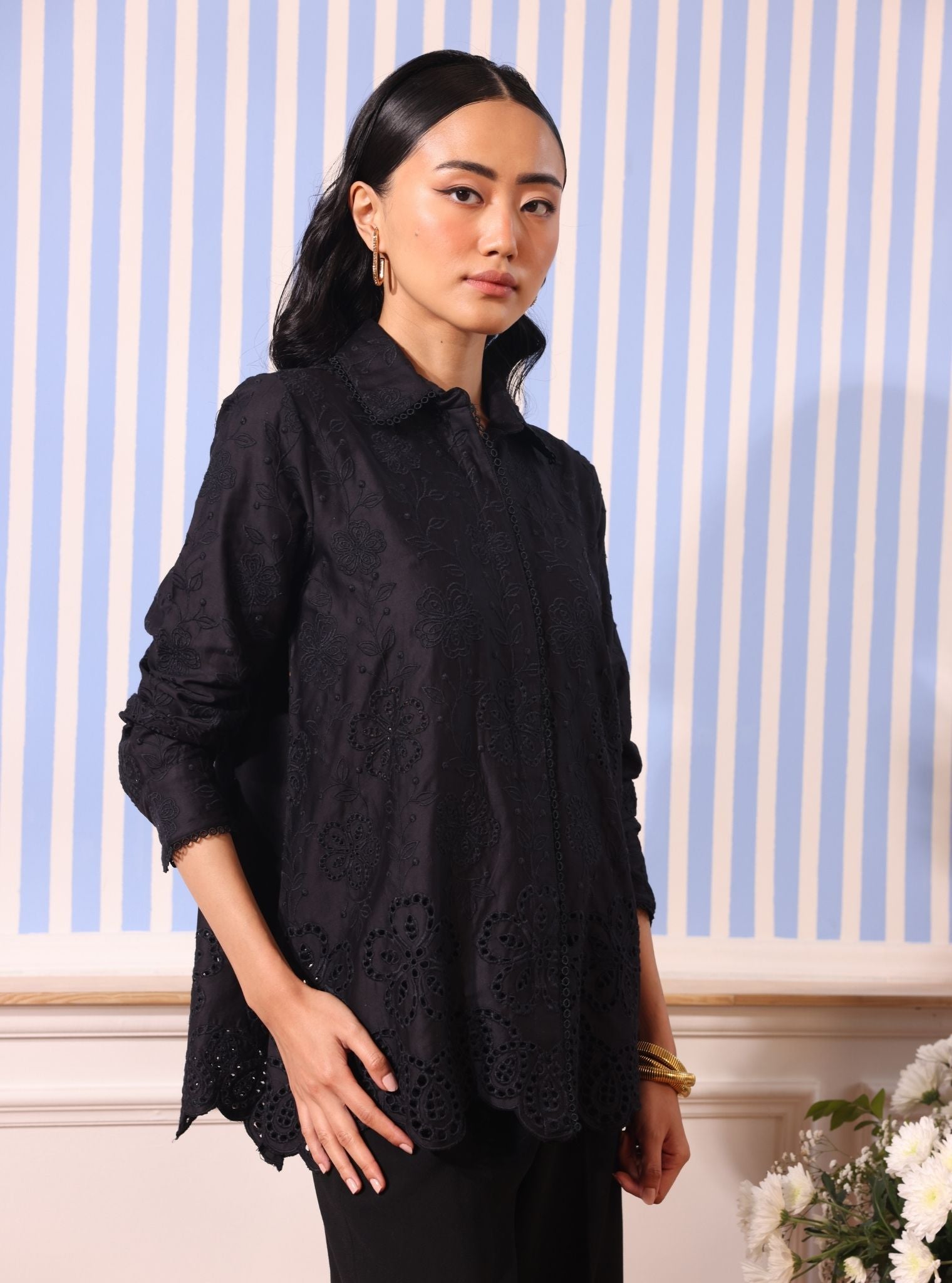 Romy Cotton Black Shirt