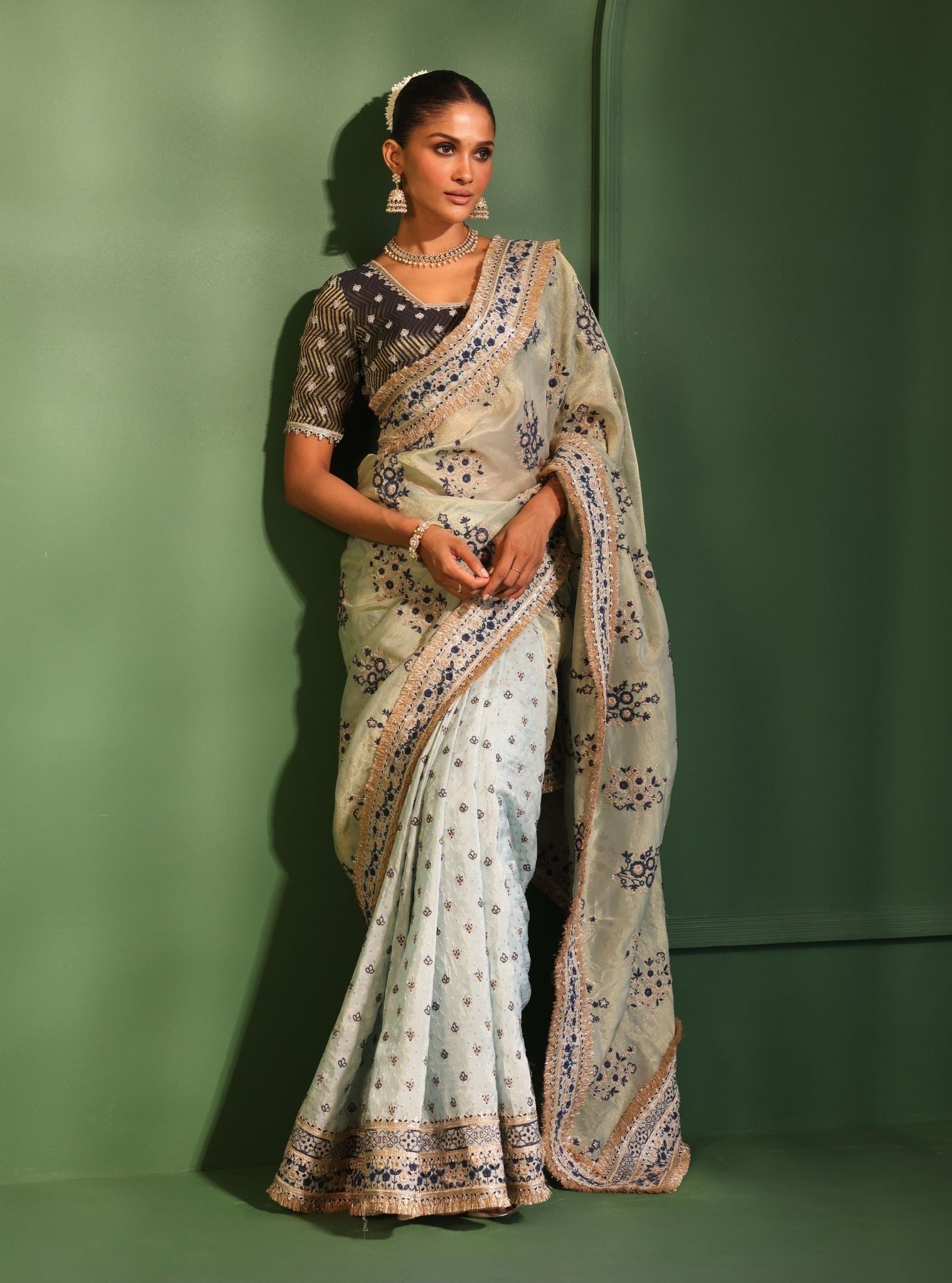 Mohra Lurex Organza + Banarsi Blue Saree