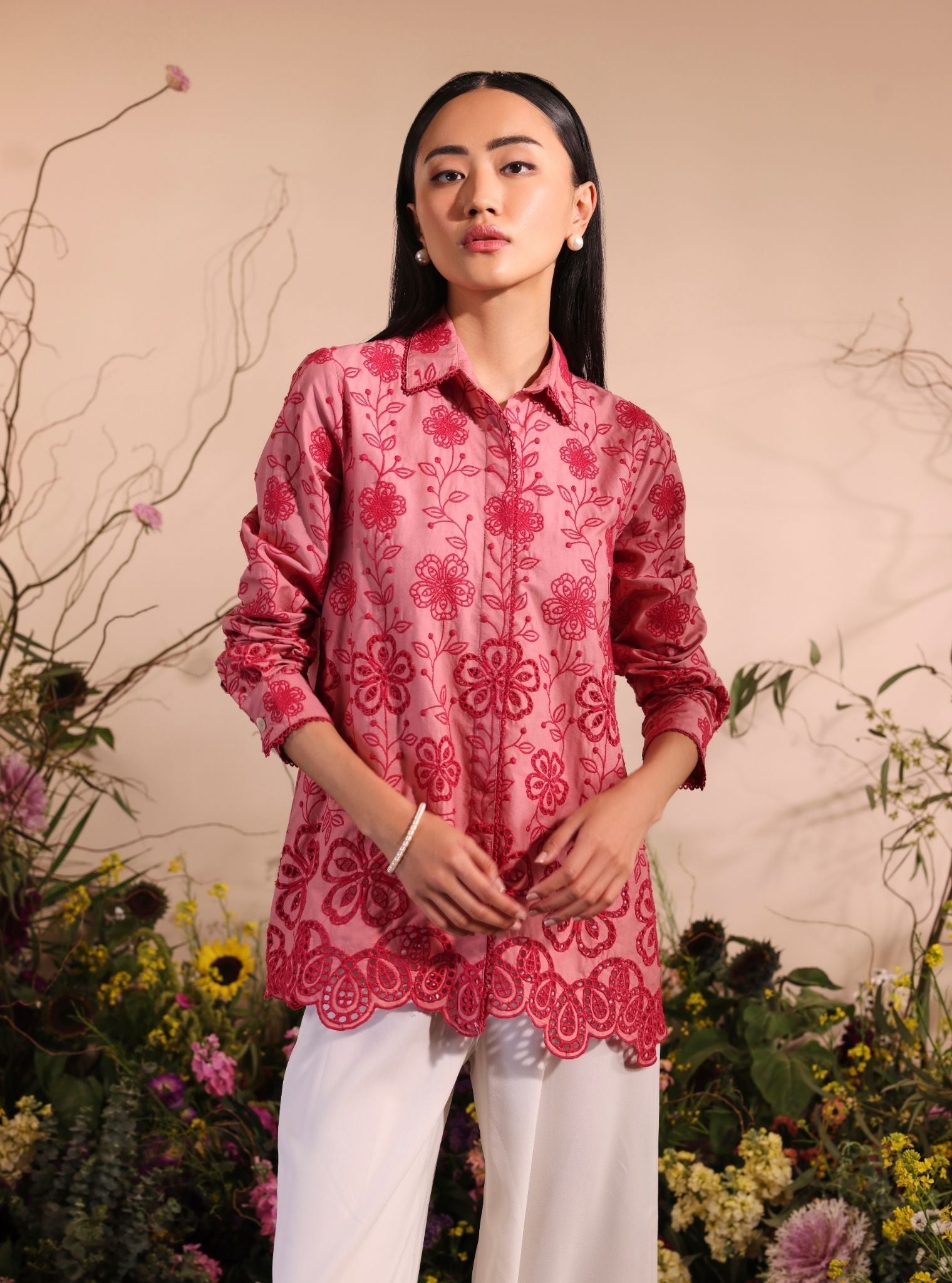 Romy Cotton Salmon Pink Shirt