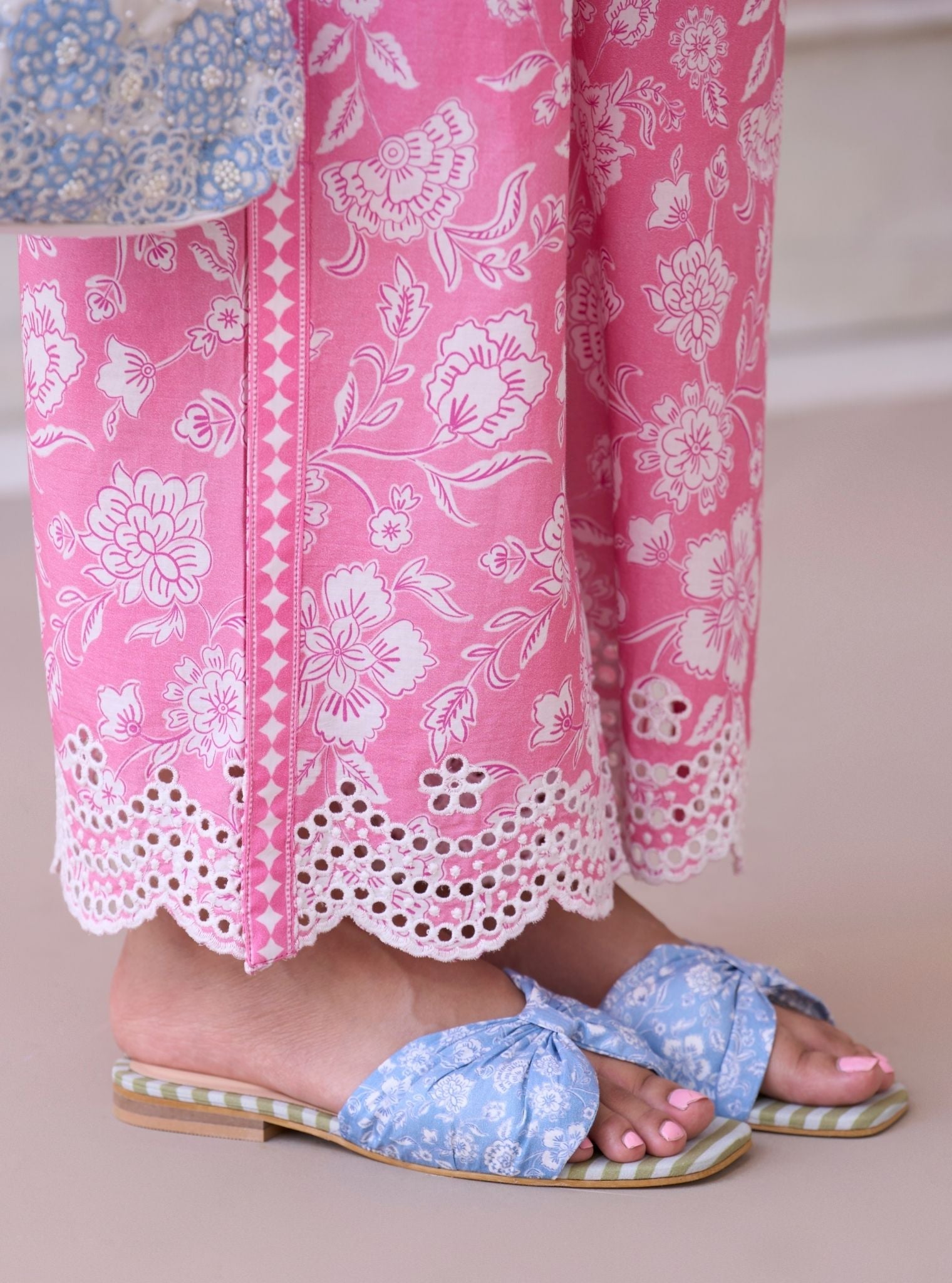 Zeenat Rani Pink Mulmul Cotton Top Set