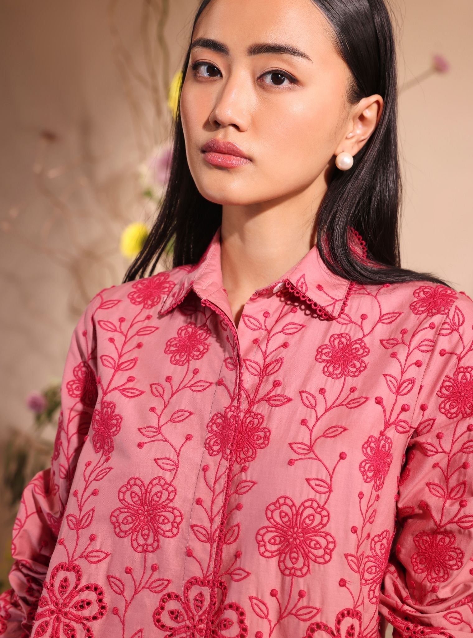 Romy Cotton Salmon Pink Shirt