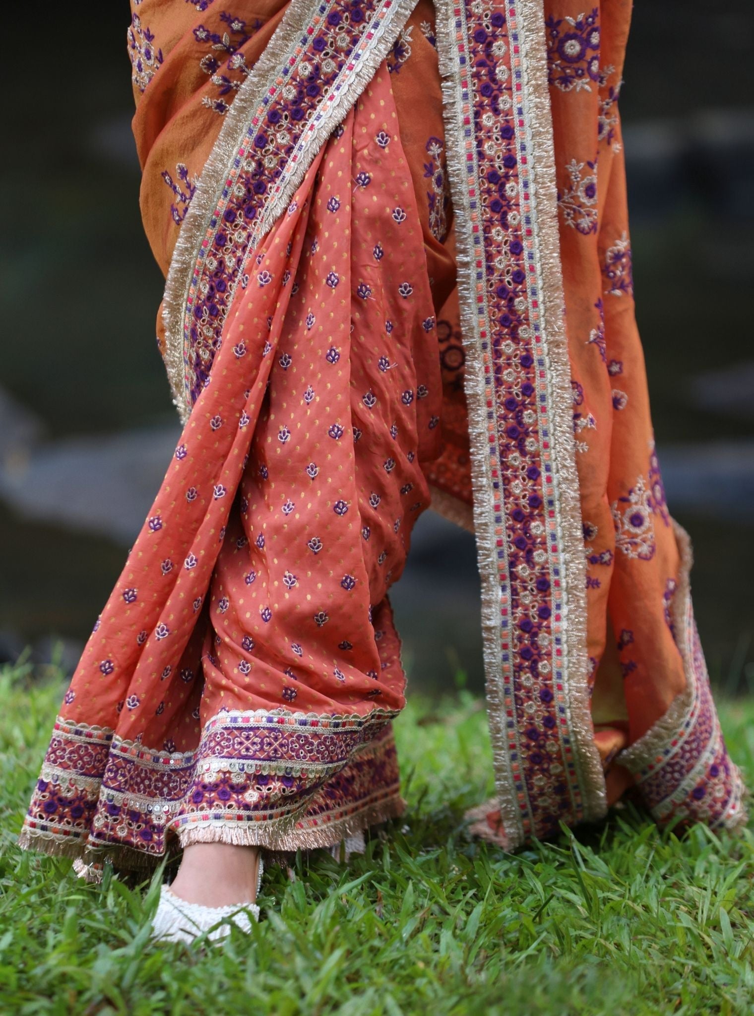 Mohra Lurex Organza + Banarsi Orange Saree
