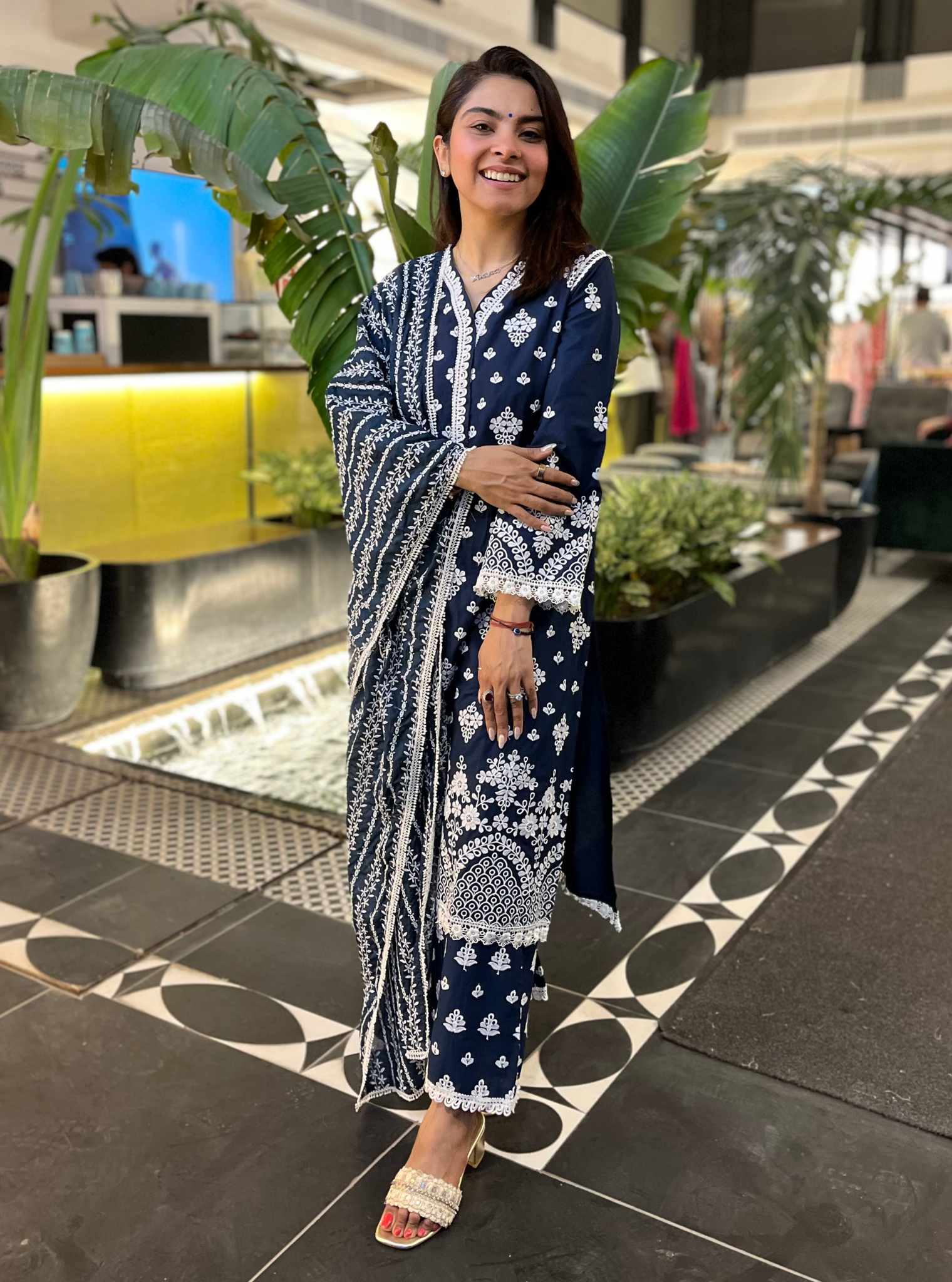 Peehu Supima Cotton Navy Kurta Set