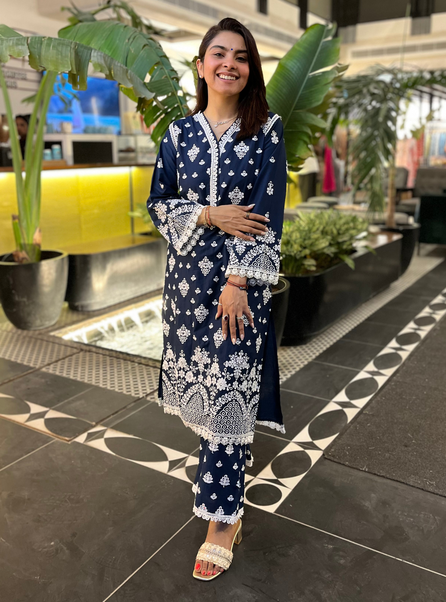 Peehu Supima Cotton Navy Kurta Set