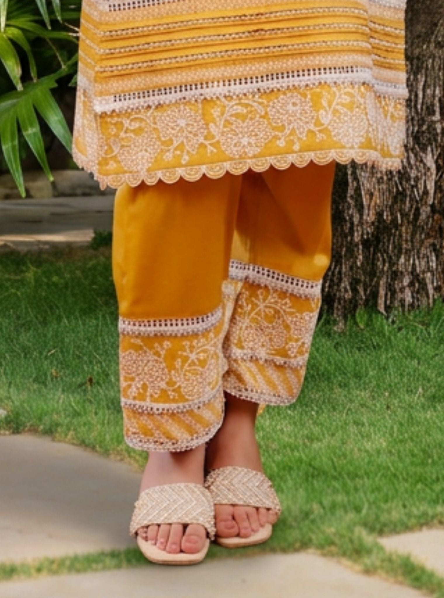 Reha Pima Satin Mustard Kurta Set