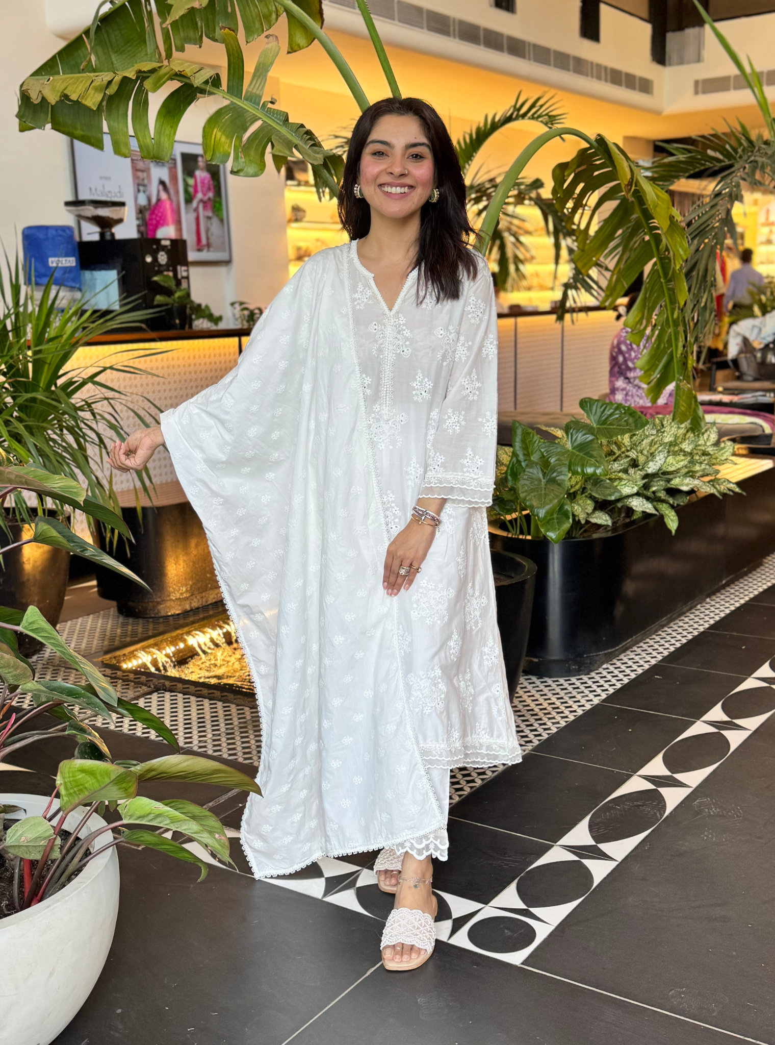 Sira Supima Cotton Stak White Kurta With Yara Pant