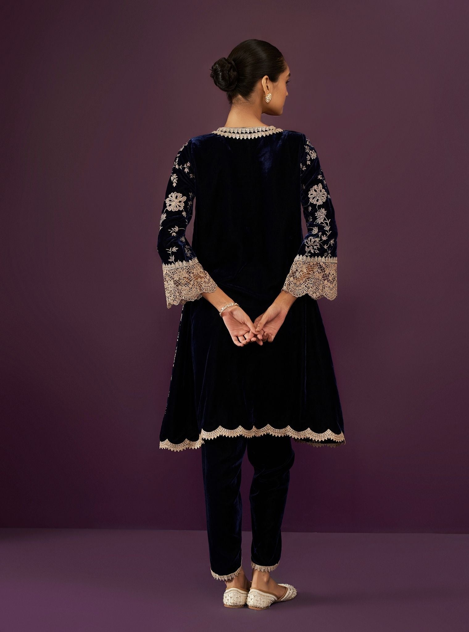 Imani Velvet Navy Kurta Set