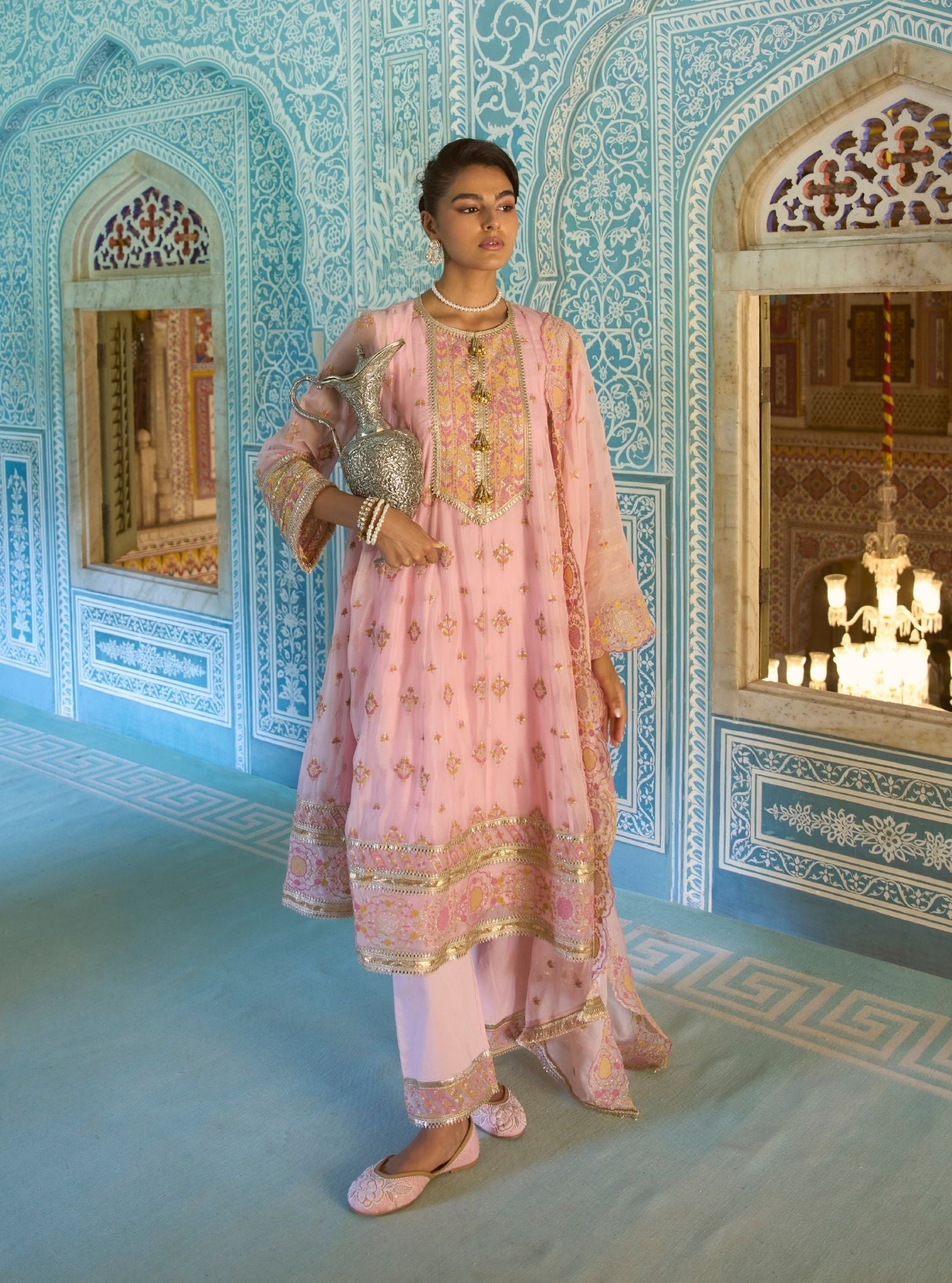Janaya Organza Pink Anarkali Set