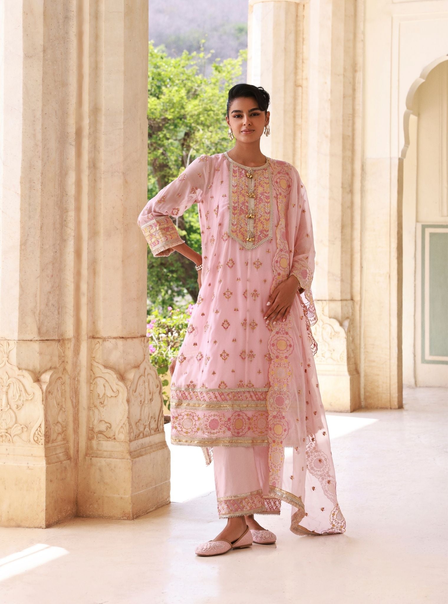 Janaya Organza Pink Anarkali Set
