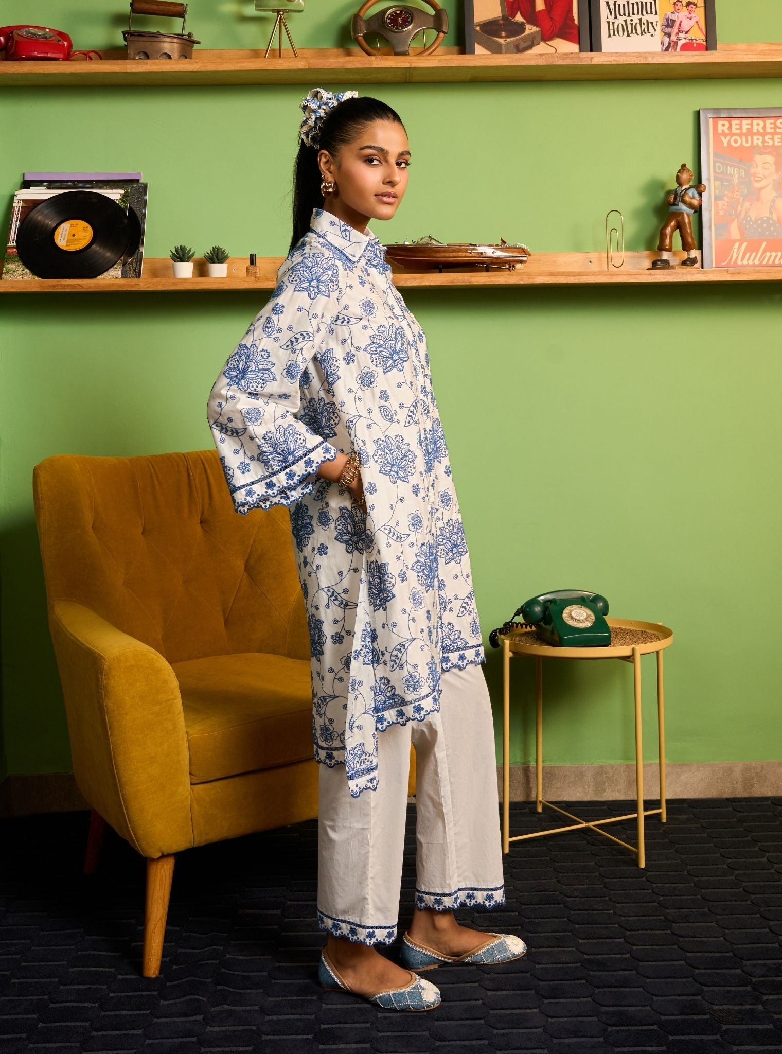 Ziri Pima Satin White Co-ord Set