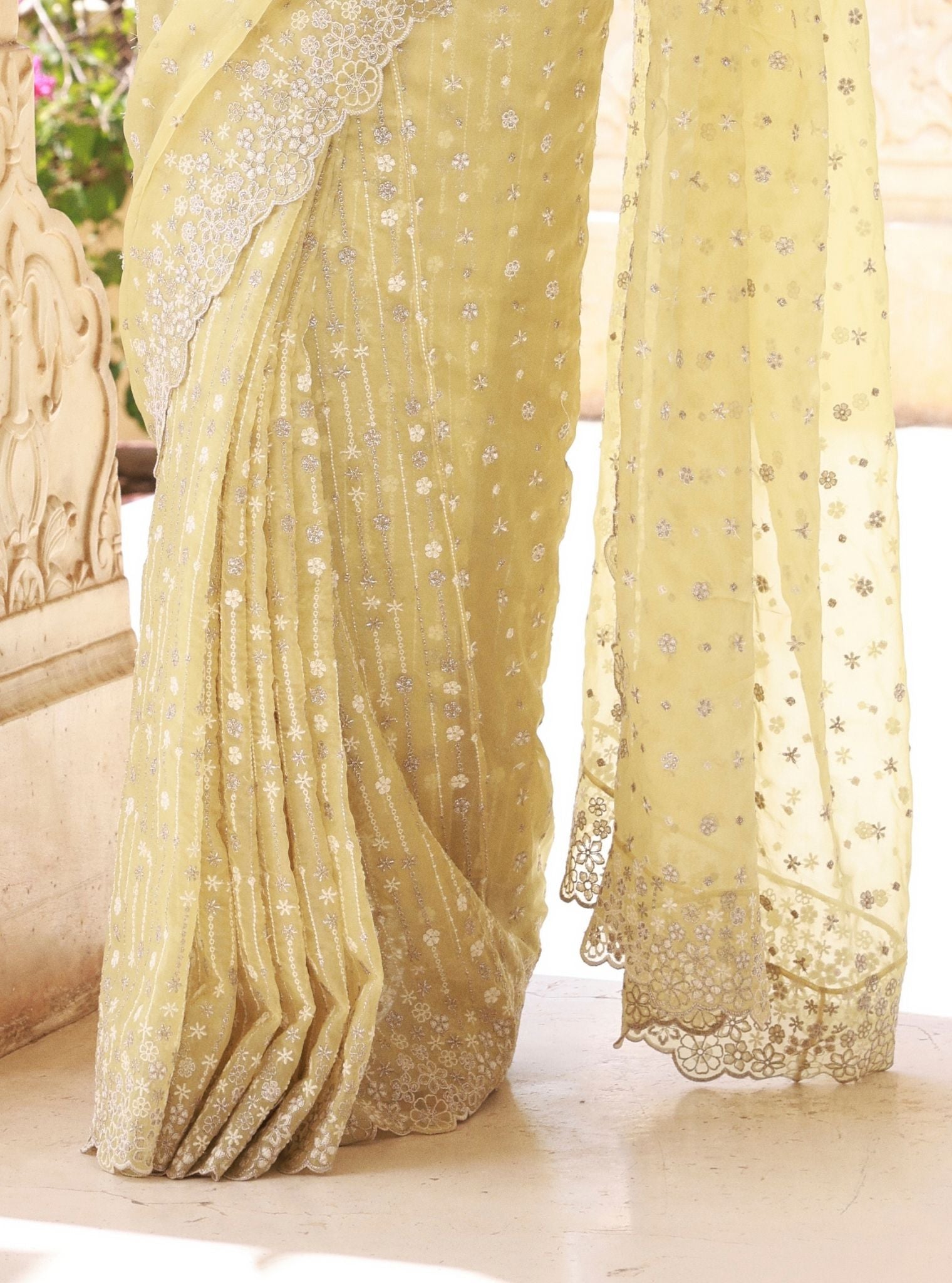 Ahlira Organza Lime Saree