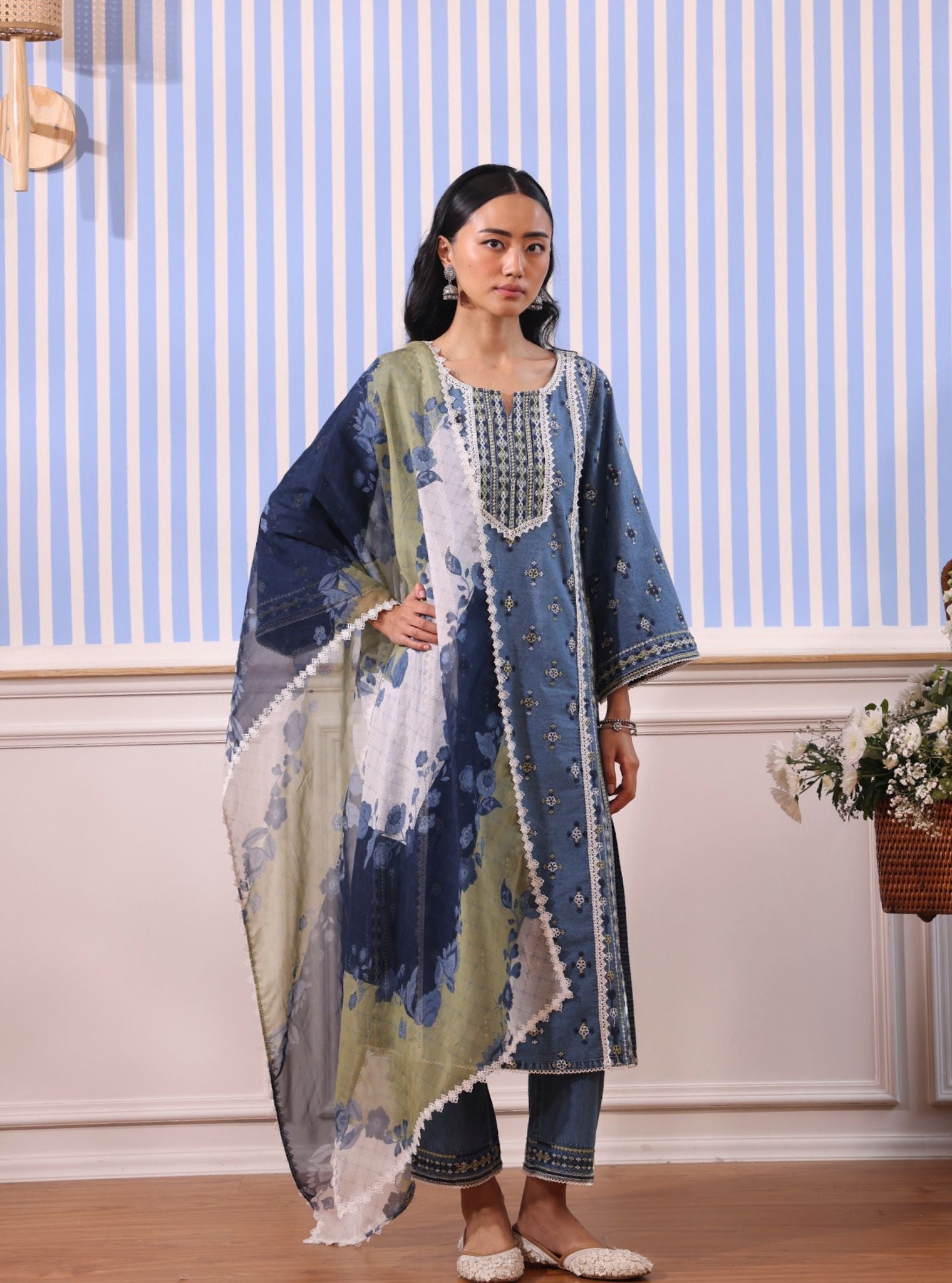 Odette Denim Blue Kurta Set