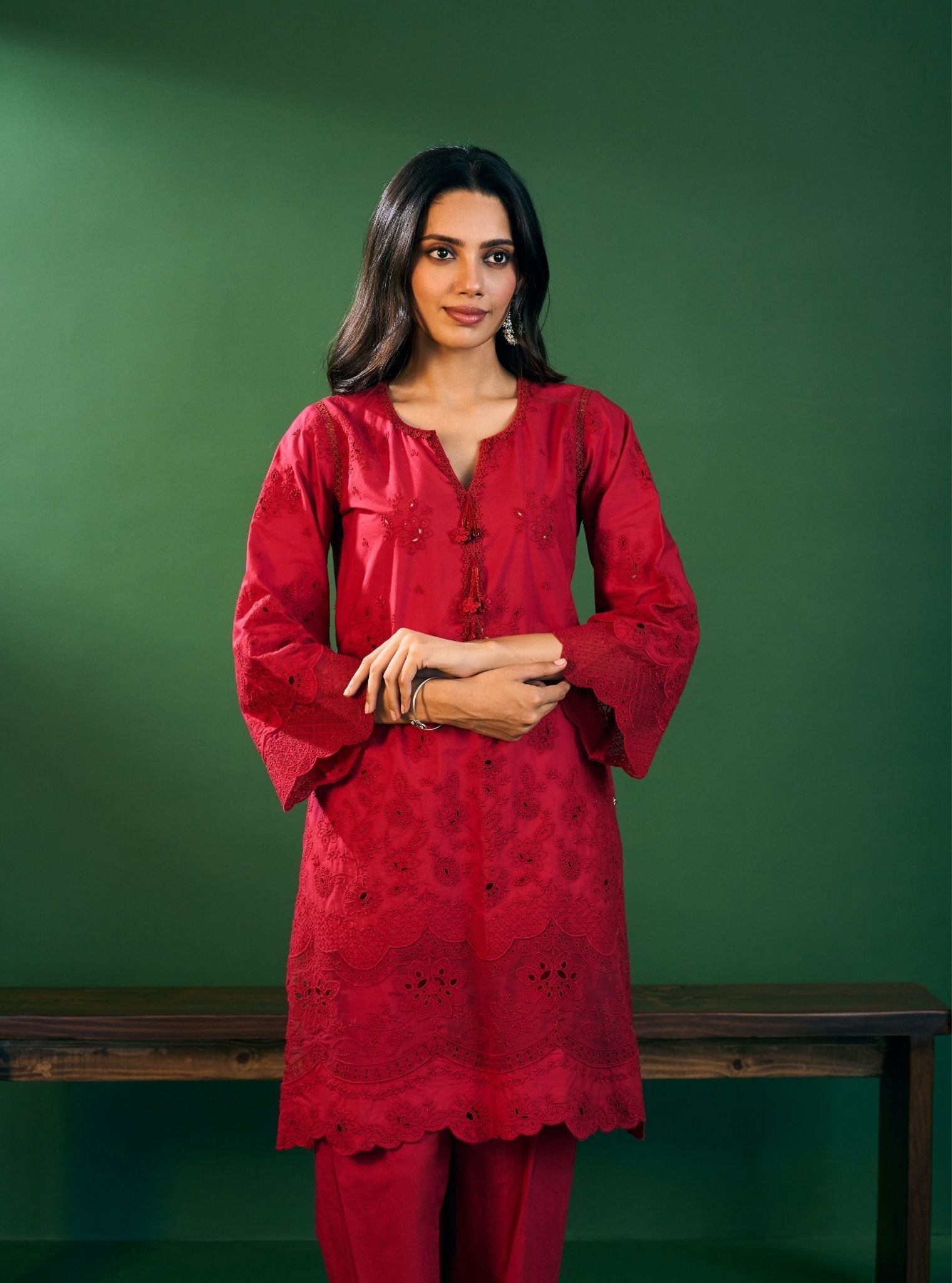 Riva Supima Cotton Red Kurta Set