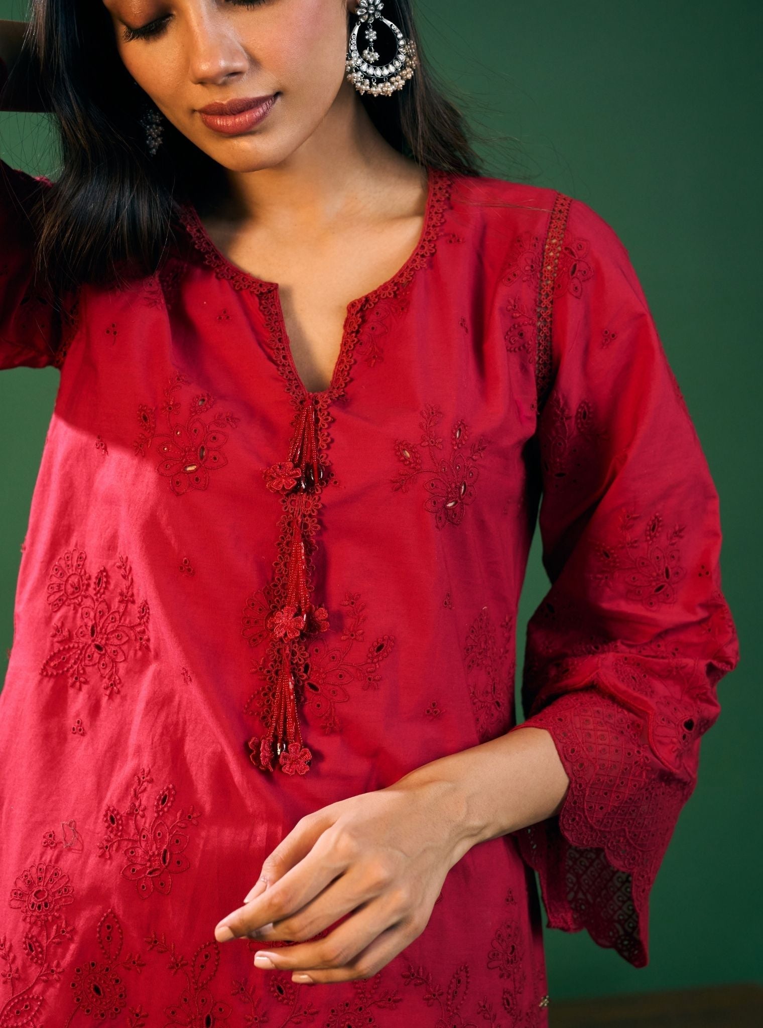 Riva Supima Cotton Red Kurta Set