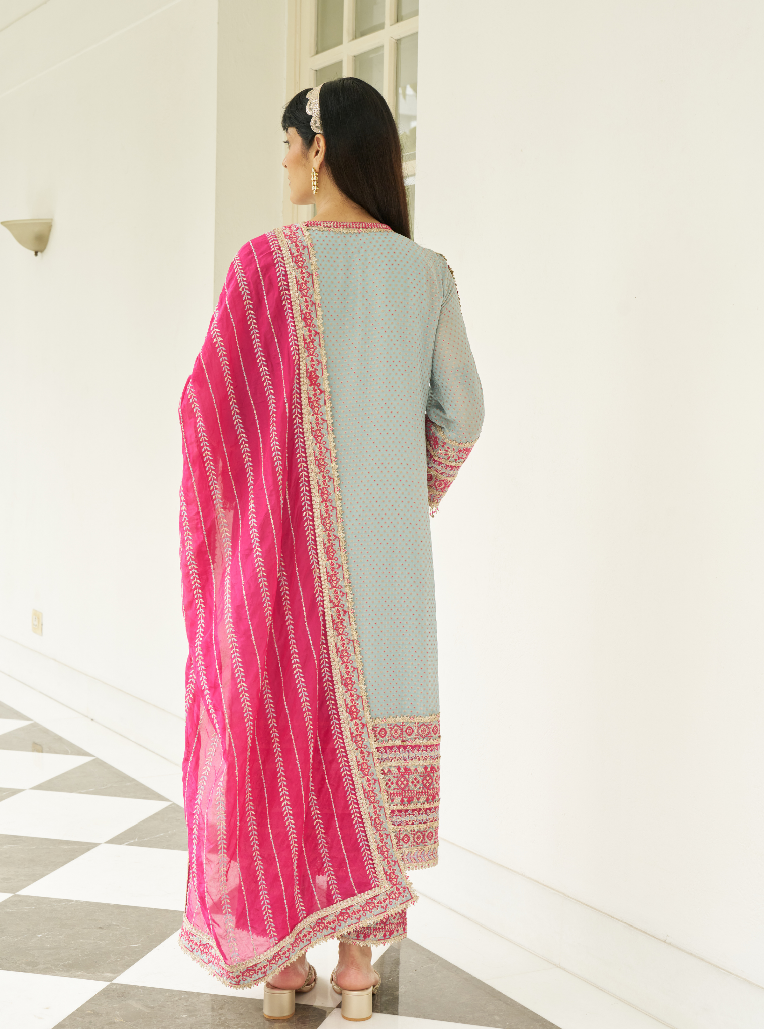 Kripa Blue Banarsi Kurta Set