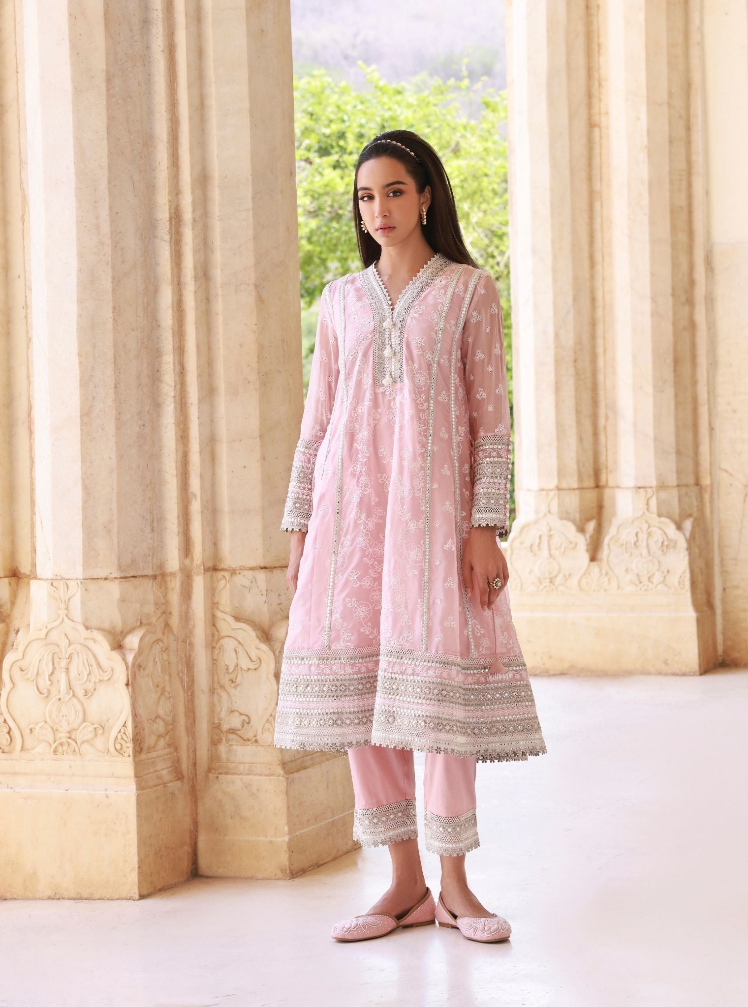 Lomika Organza Pink Anarkali Set