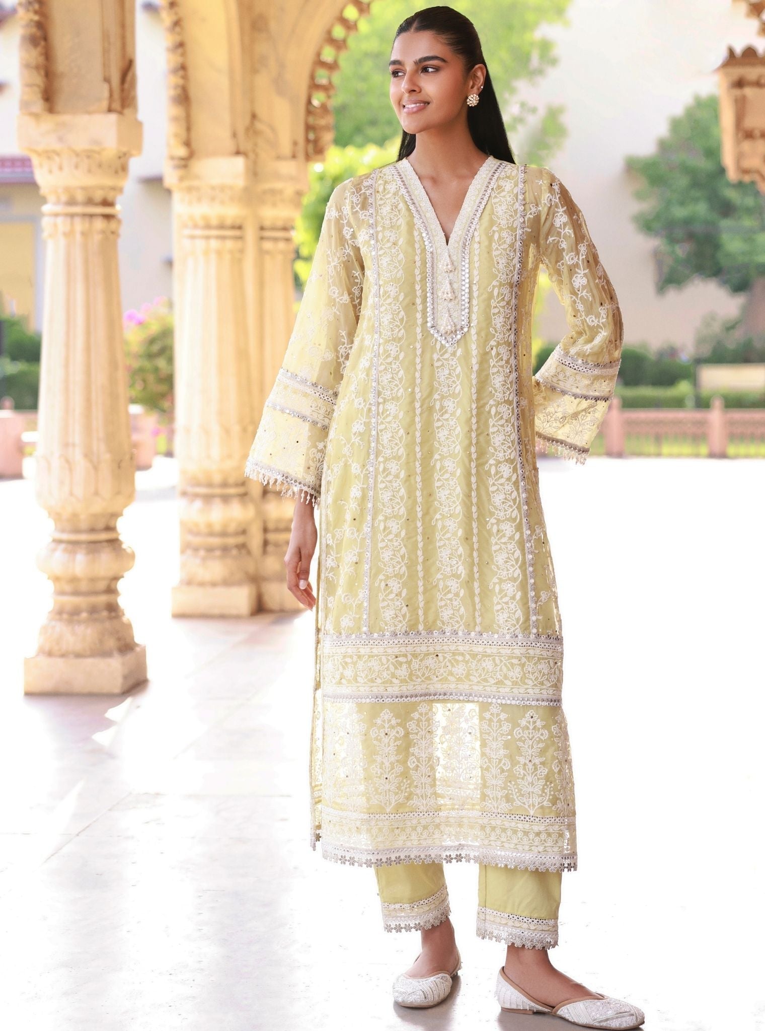 Taveya Organza Lime Kurta Set