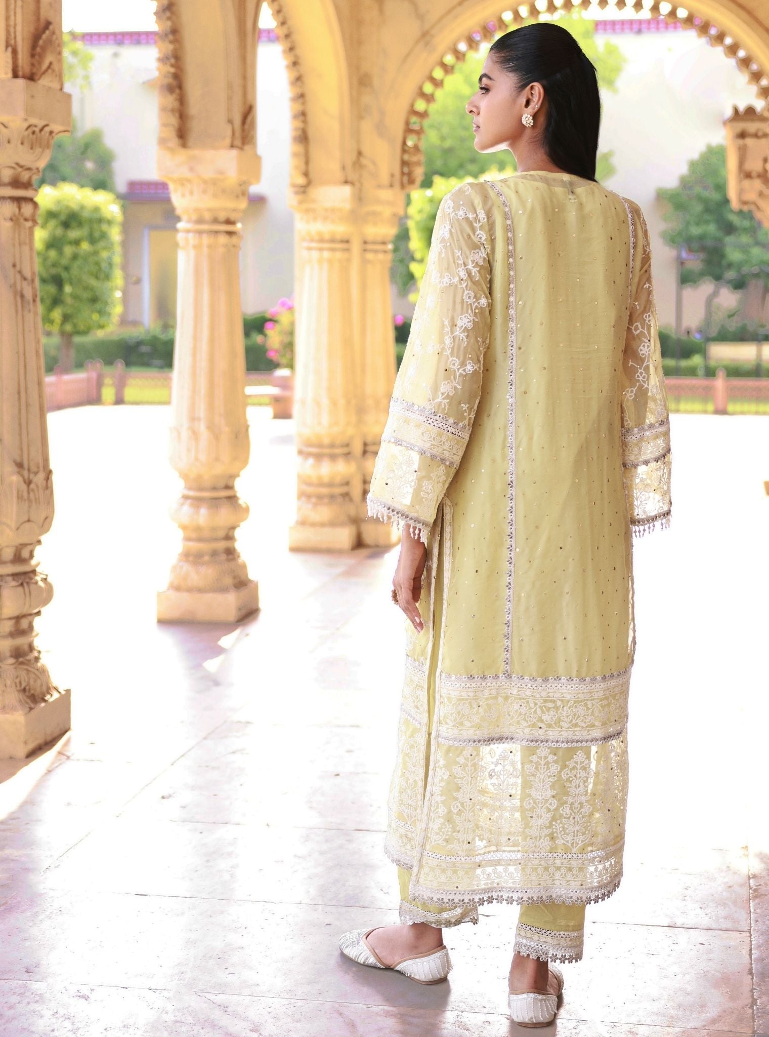 Taveya Organza Lime Kurta Set