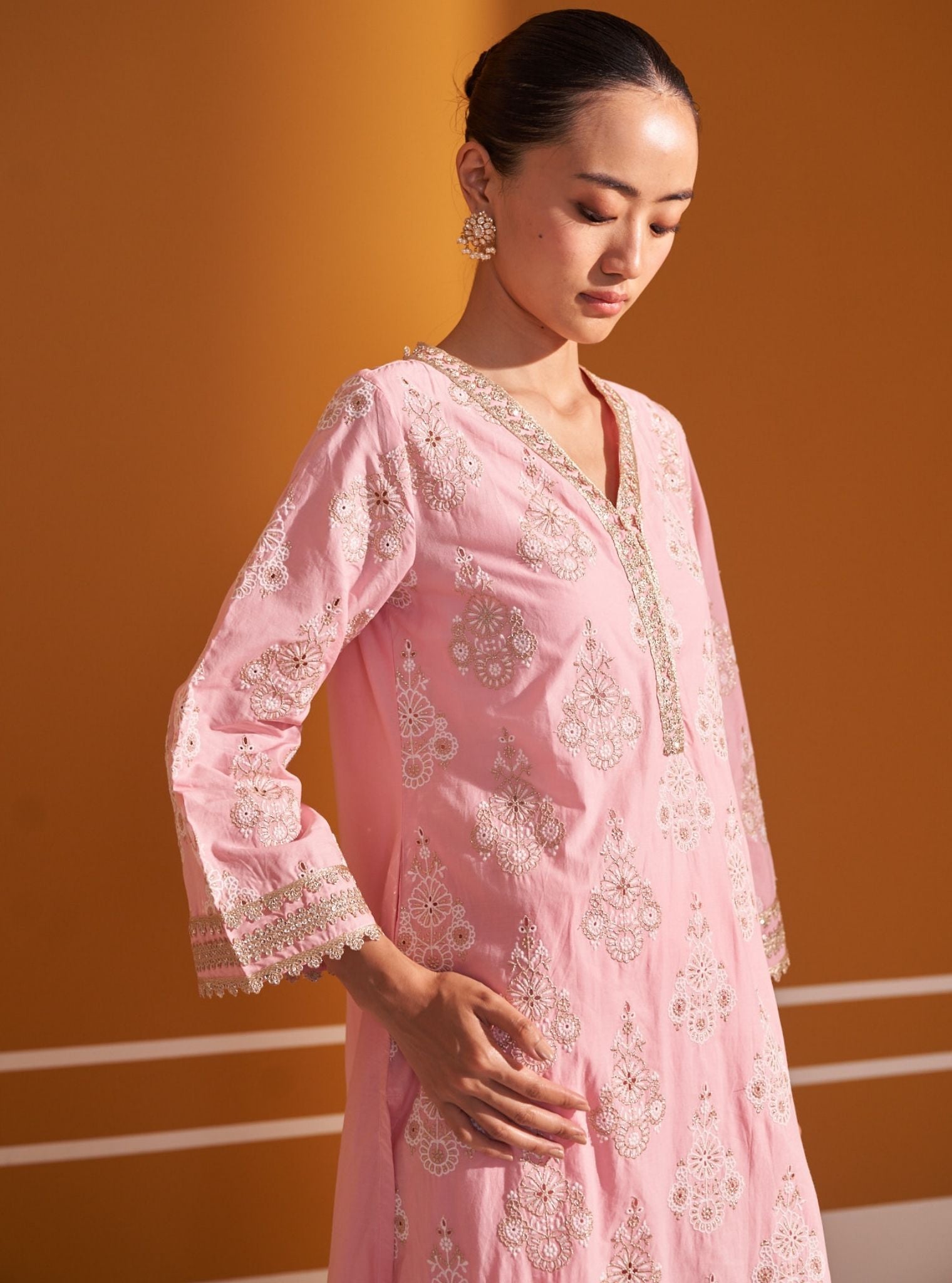 Kaeo Supima Cotton Pink Kurta Set