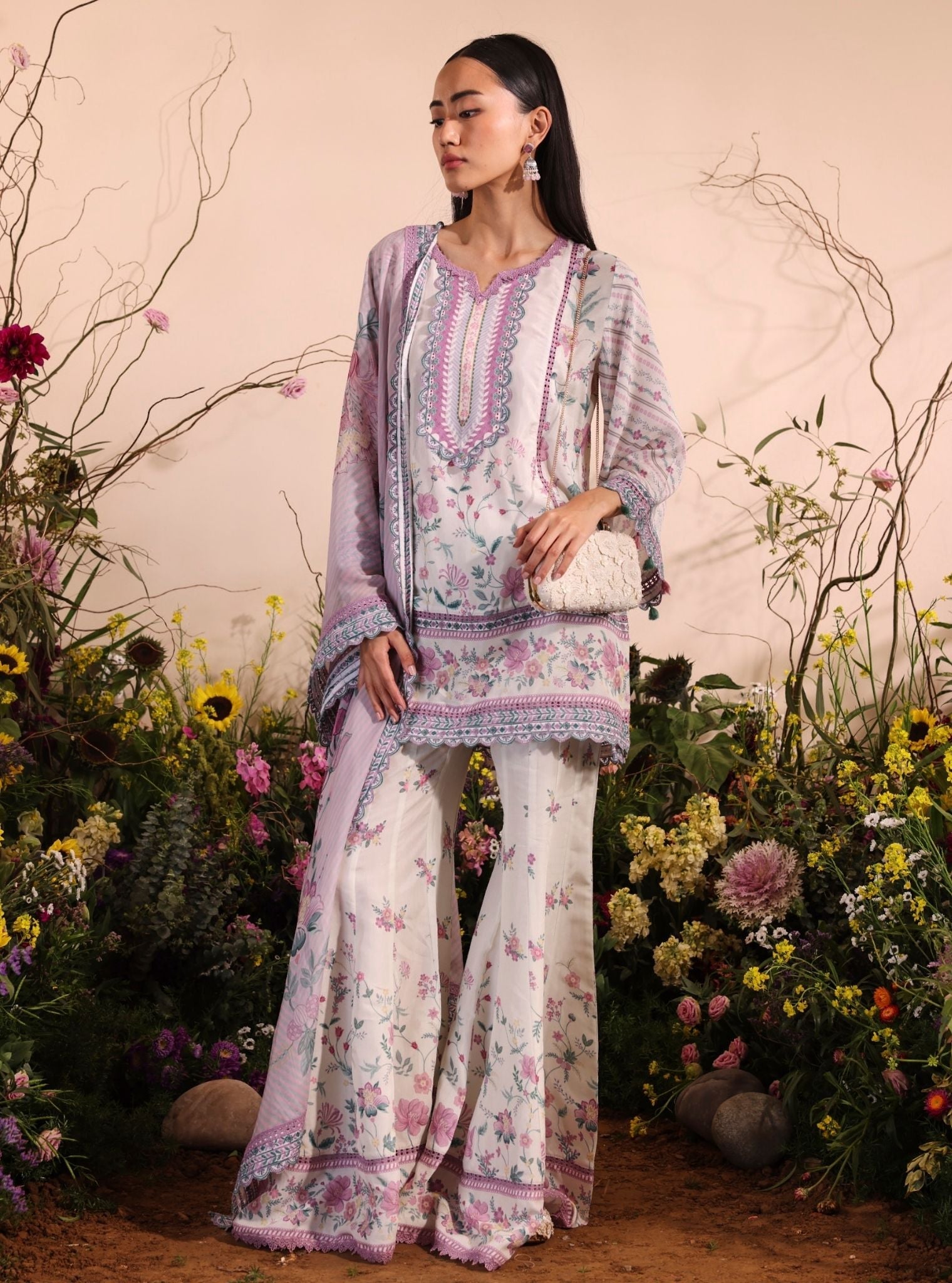 Miran Lawn Printed White Kurta Set