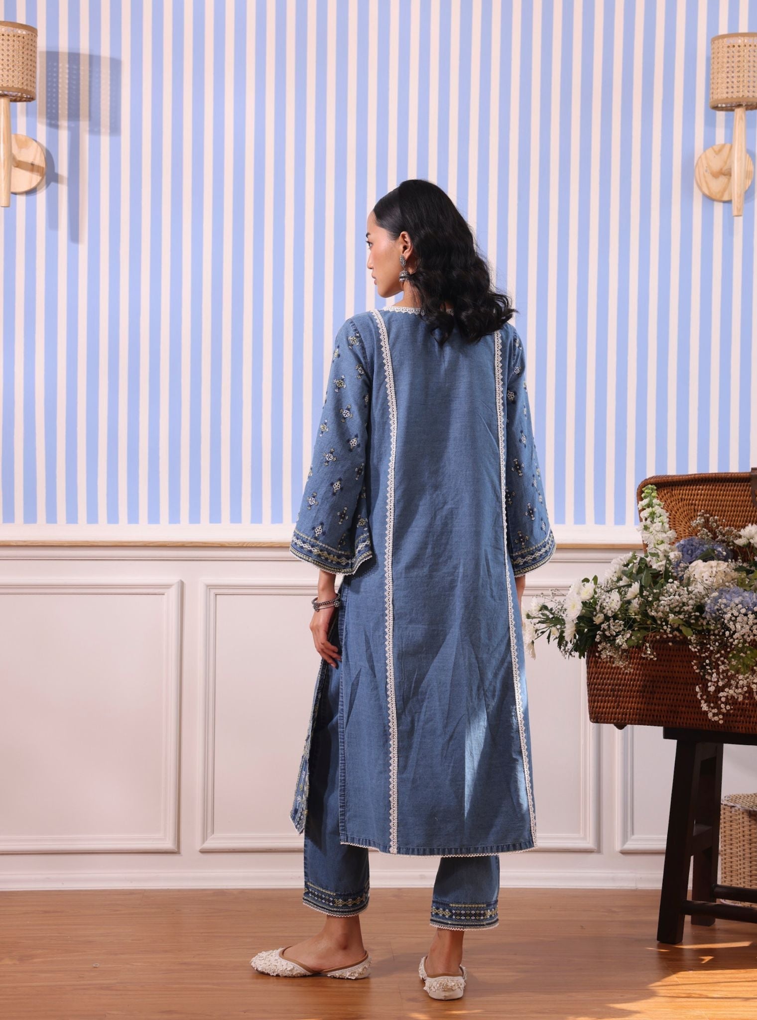 Odette Denim Blue Kurta Set