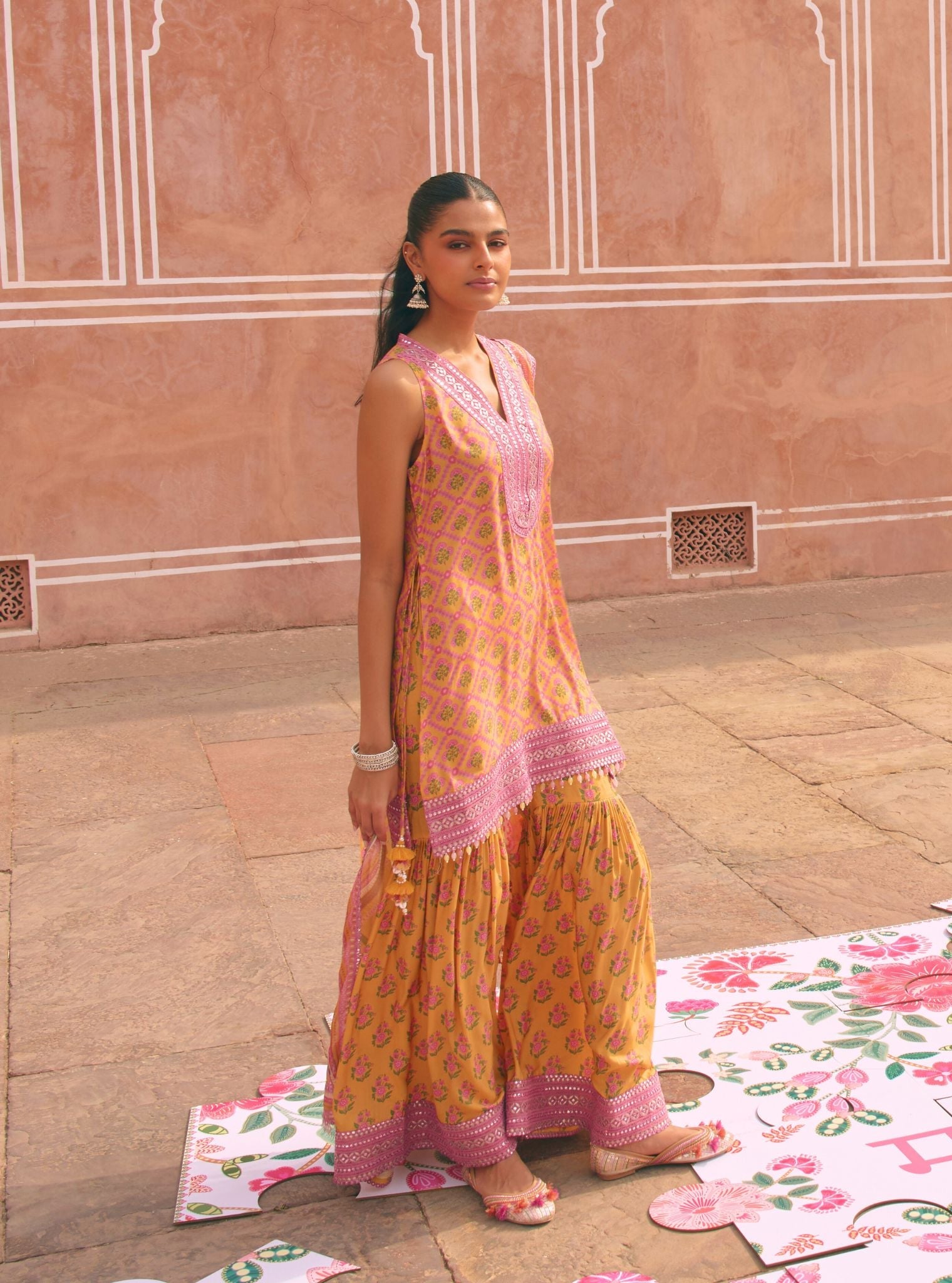 Divaya Lawn Mustard Kurta Set