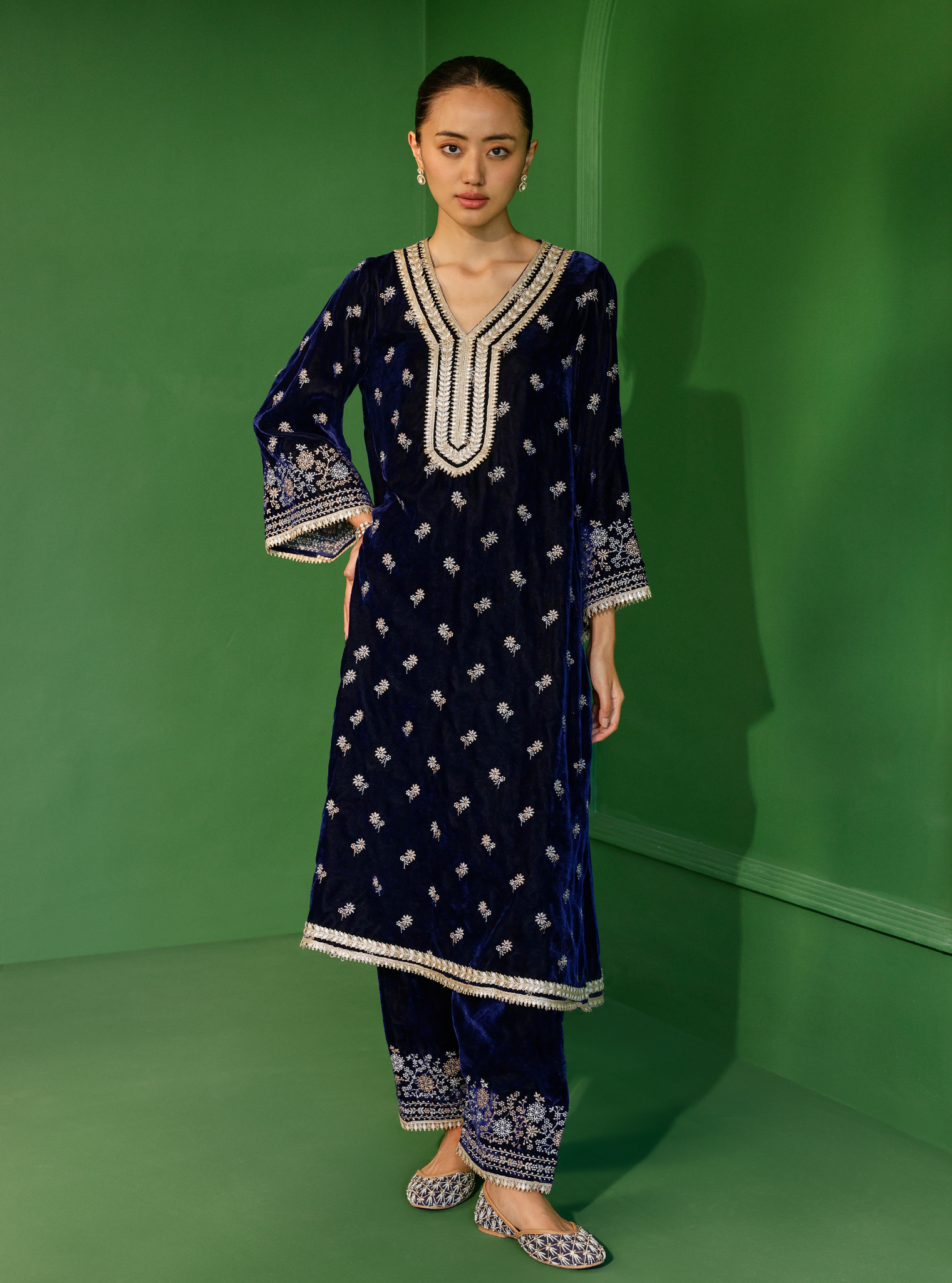 Zia Velvet Navy Kurta Set