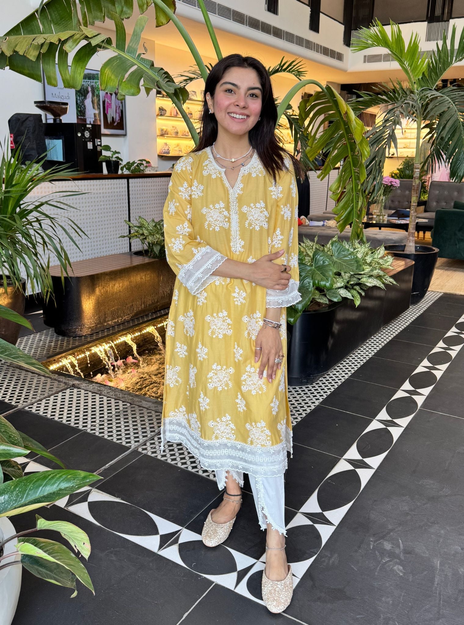Sira Supima Cotton Yellow Kurta With Aelira Dhoti Pant